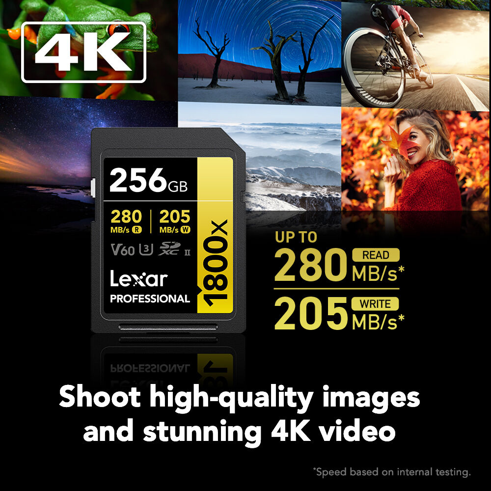 LEXAR PROFESSIONAL SDXC MEMORY CARD, 1800X 256GB, CLASS 10, UHS-II, U3, GOLD SER — view 3