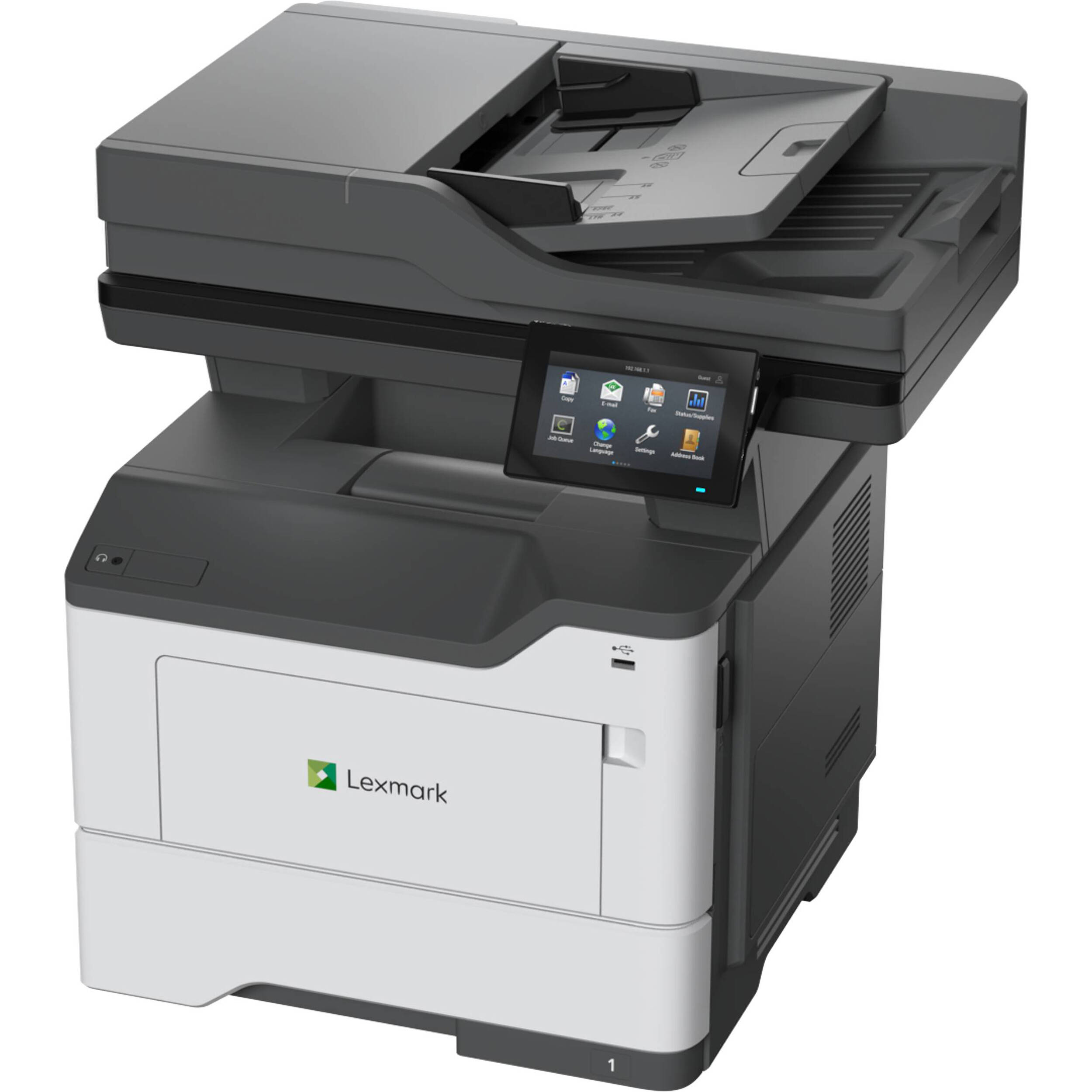 Lexmark MX532adwe monochrome multifunction printer with touchscreen and duplex printing — view 3