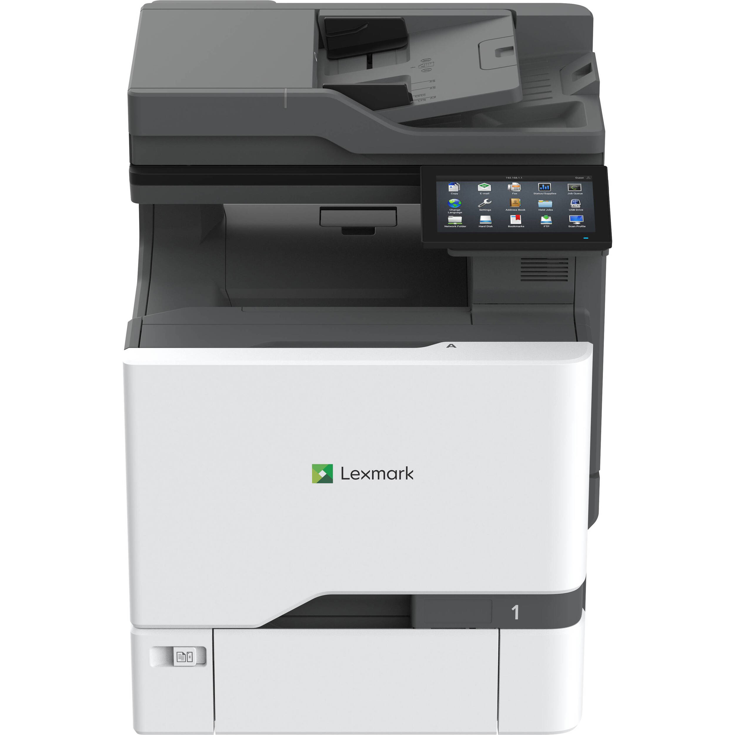 Lexmark CX730de color multifunction printer with touchscreen and duplex printing — view 2