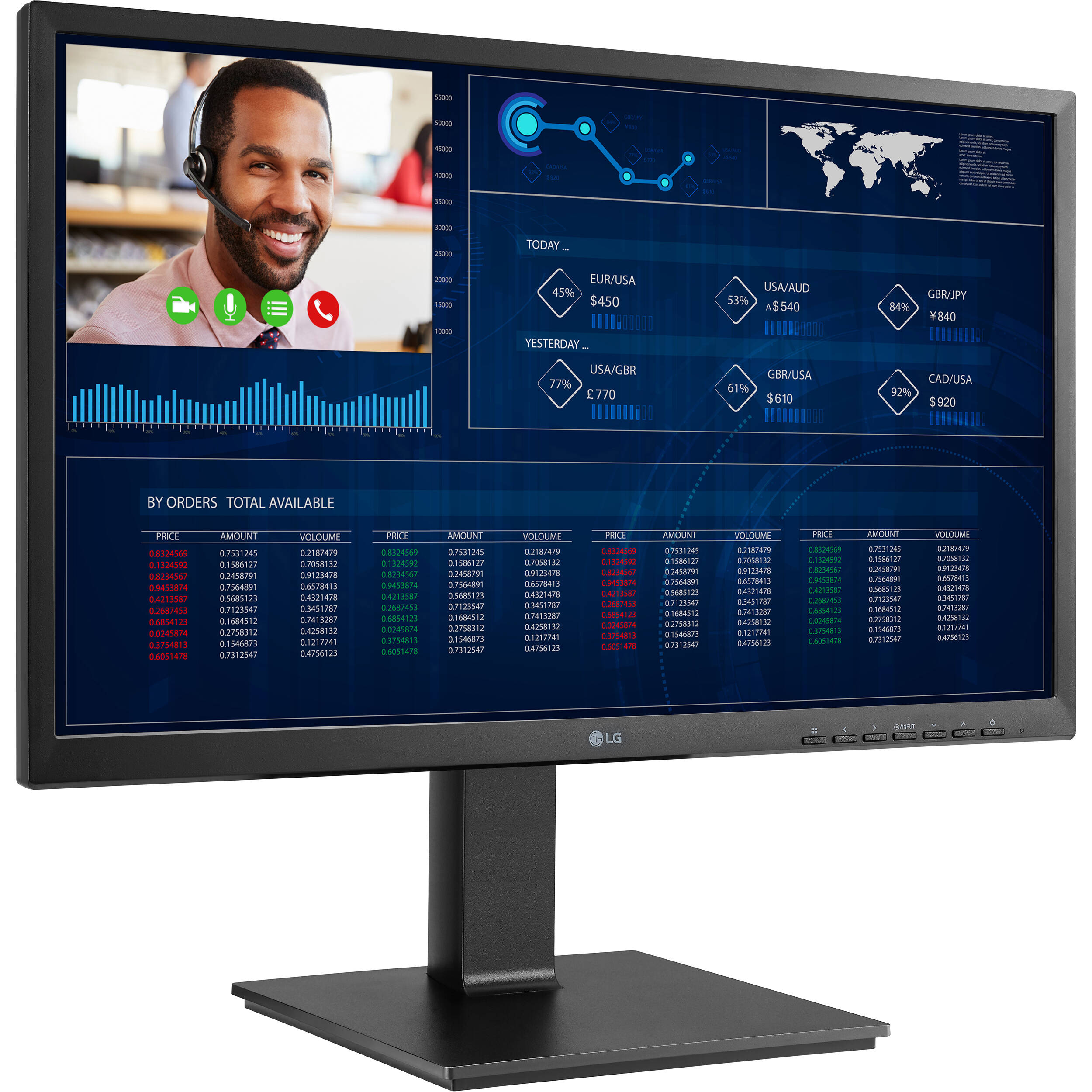 24 inch LG all-in-one thin client with IPS display, Intel Pentium N6005, webcam, microphone, and adjustable stand — view 4