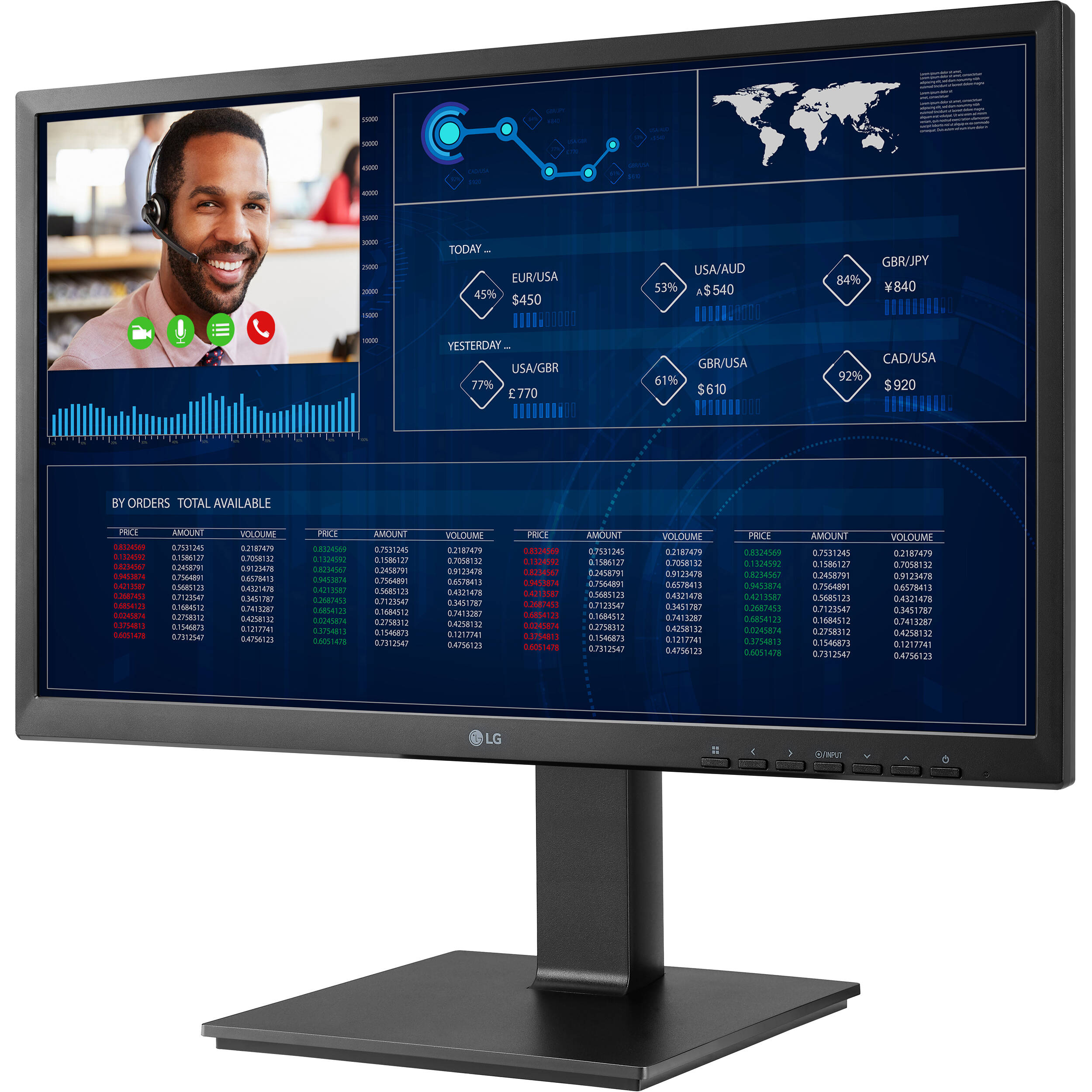 24 inch LG all-in-one thin client with IPS display, Intel Pentium N6005, webcam, microphone, and adjustable stand — view 7