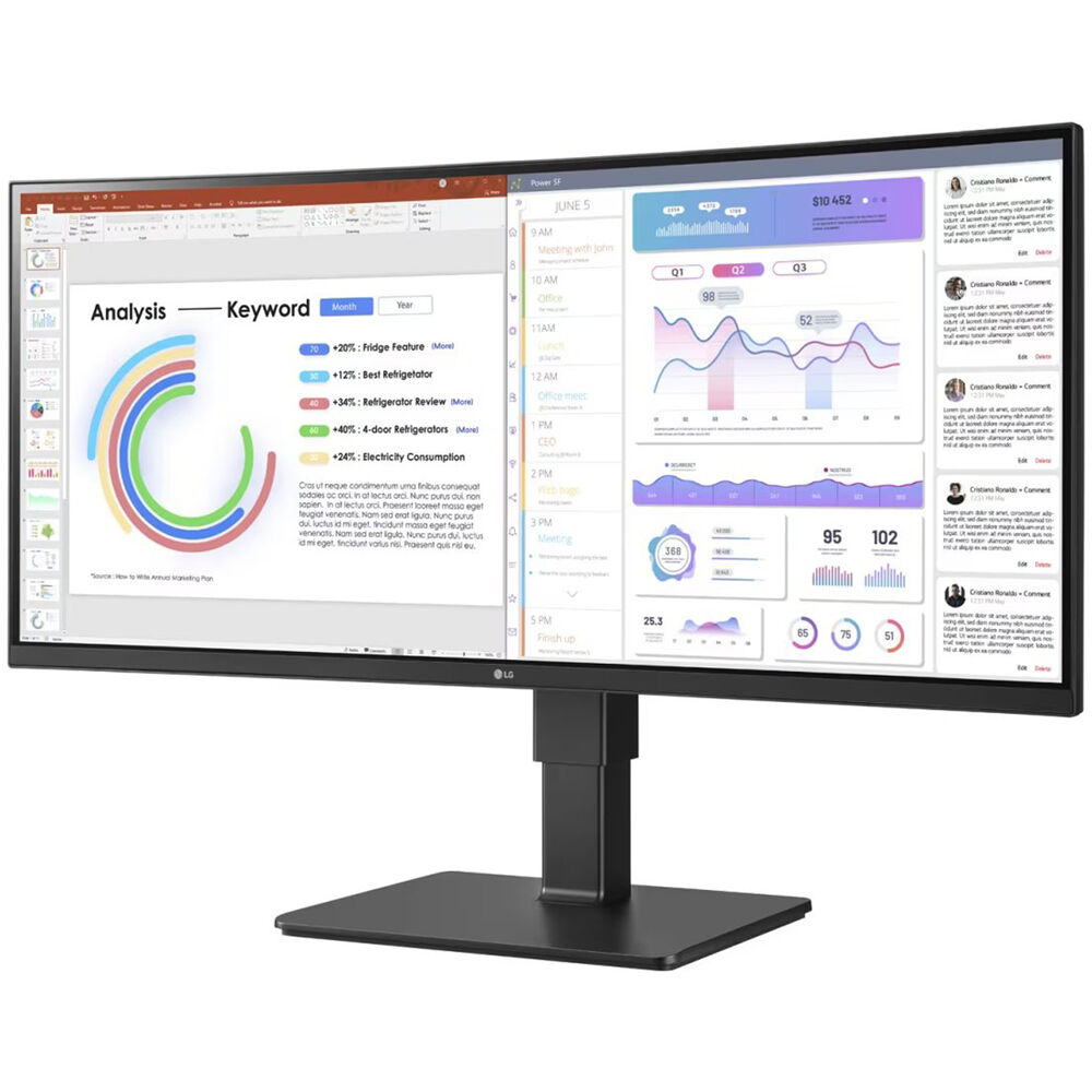 LG 34BQ77QE-B 34-inch curved ultrawide monitor with USB-C and built-in speakers — view 3
