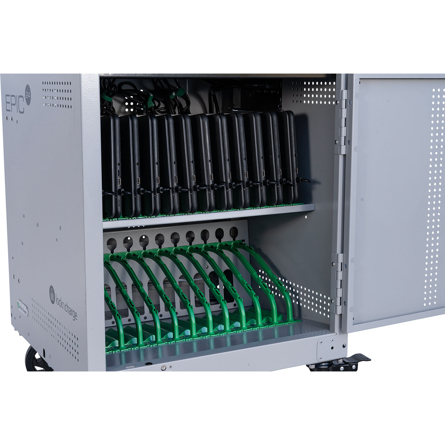 LOCKNCHARGE Epic 24 charging cart with prewired USB-C 65 W charging for 24 devices — view 16