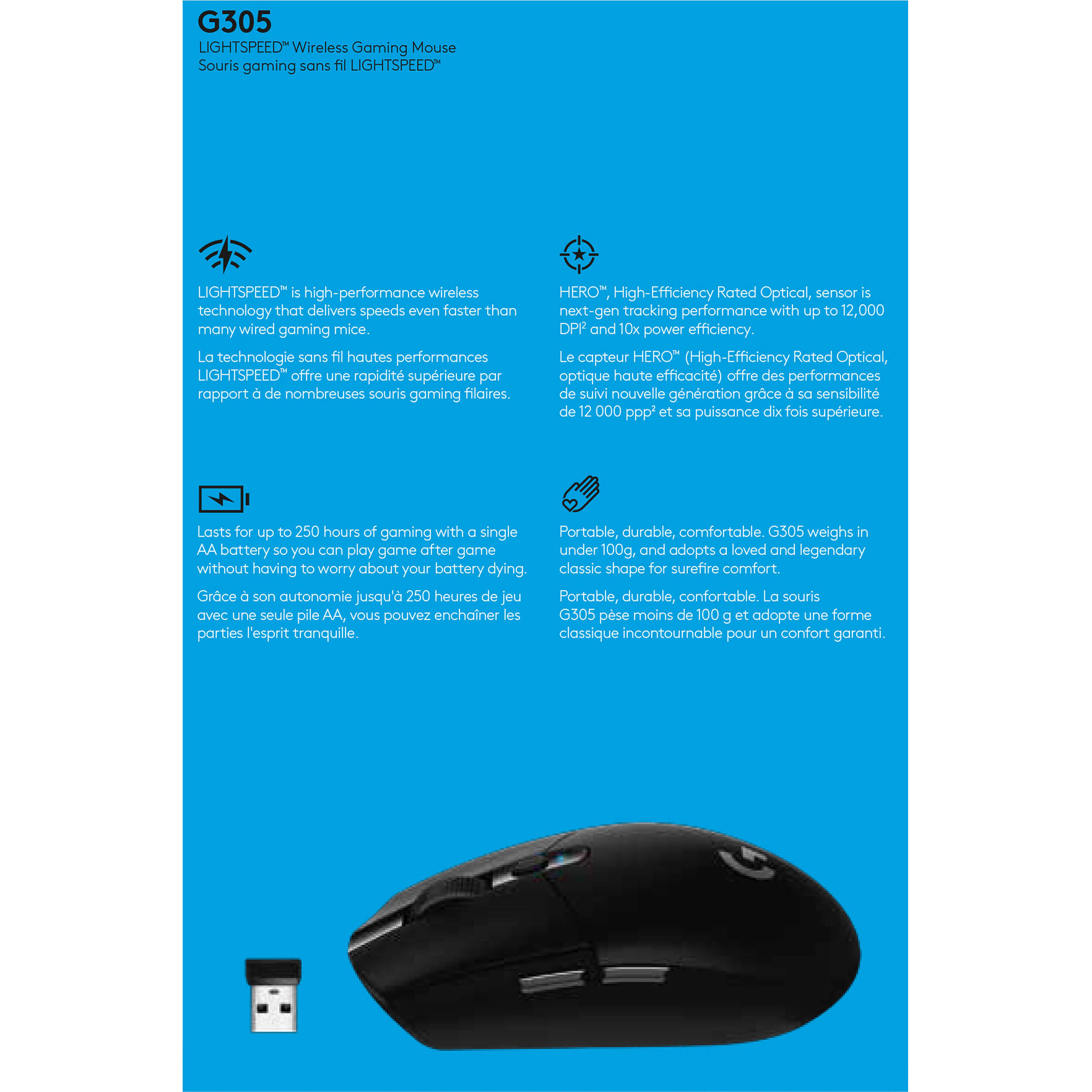 G305 Lightspeed WrlssMouse Blk — view 21
