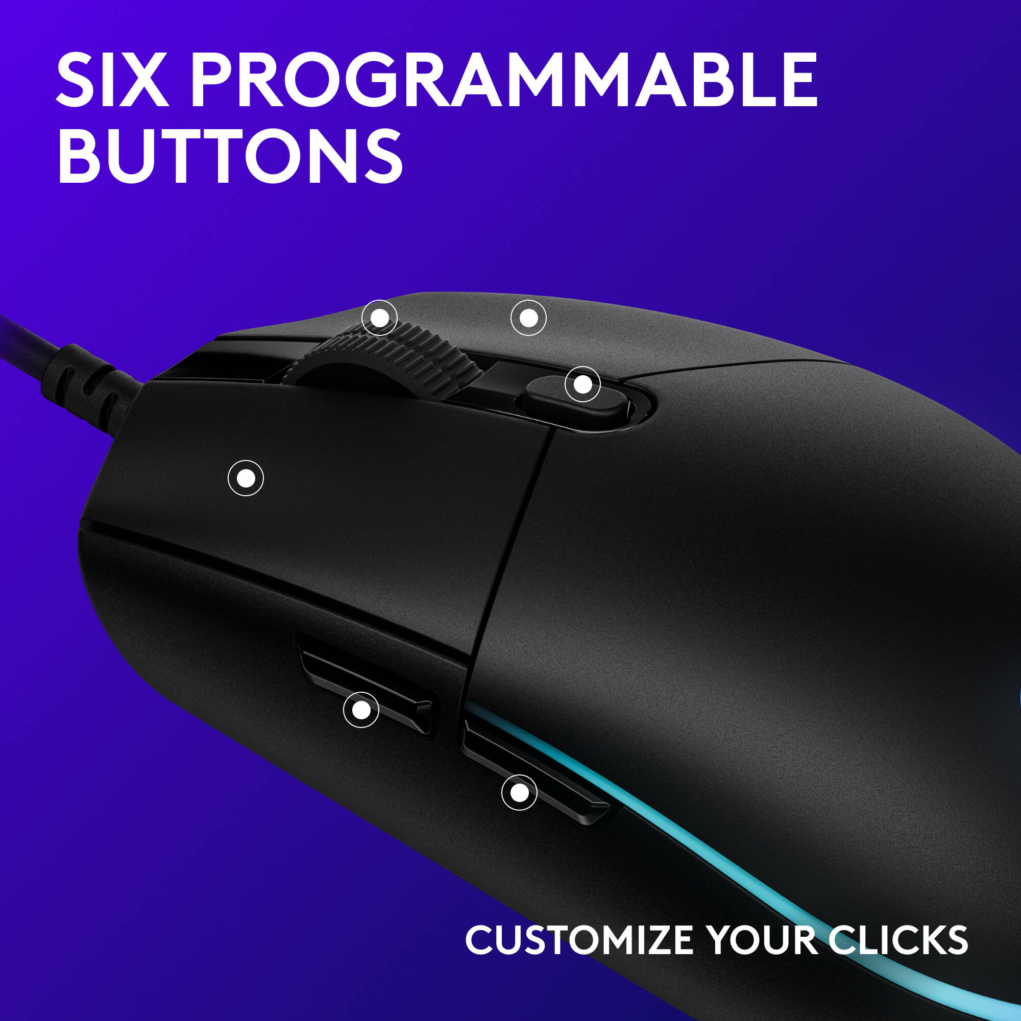 G203 LIGHTSYNC Gaming Mouse - Black — view 3