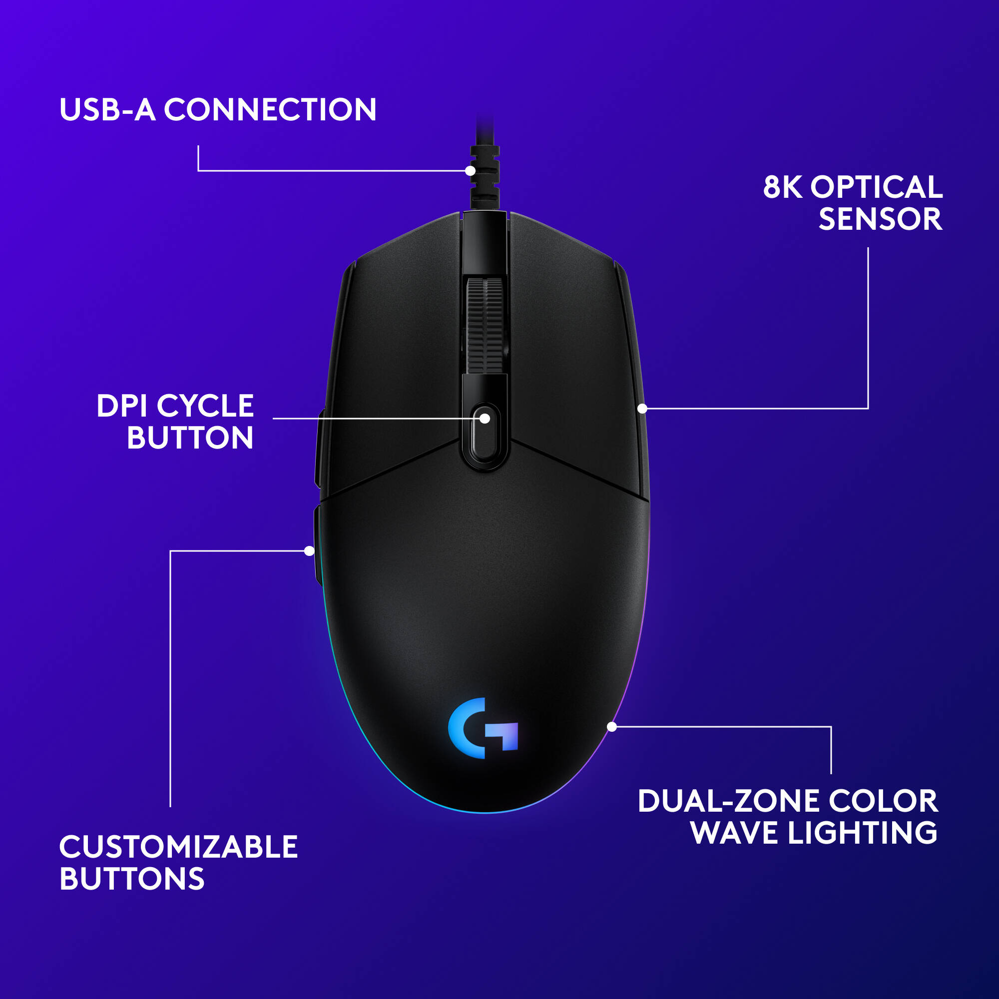 G203 LIGHTSYNC Gaming Mouse - Black — view 6