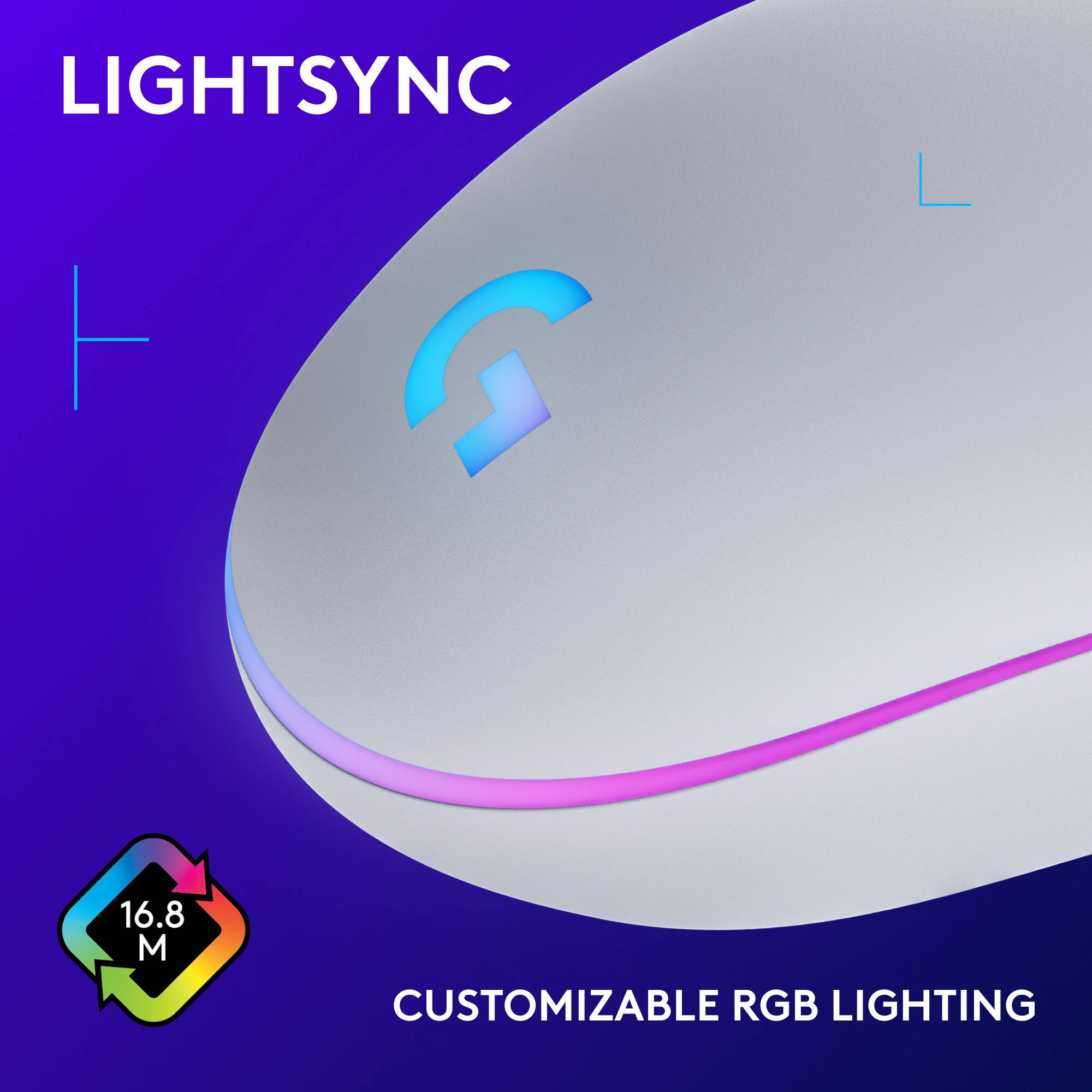 Logitech G203 LIGHTSYNC Gaming Mouse - White — view 4