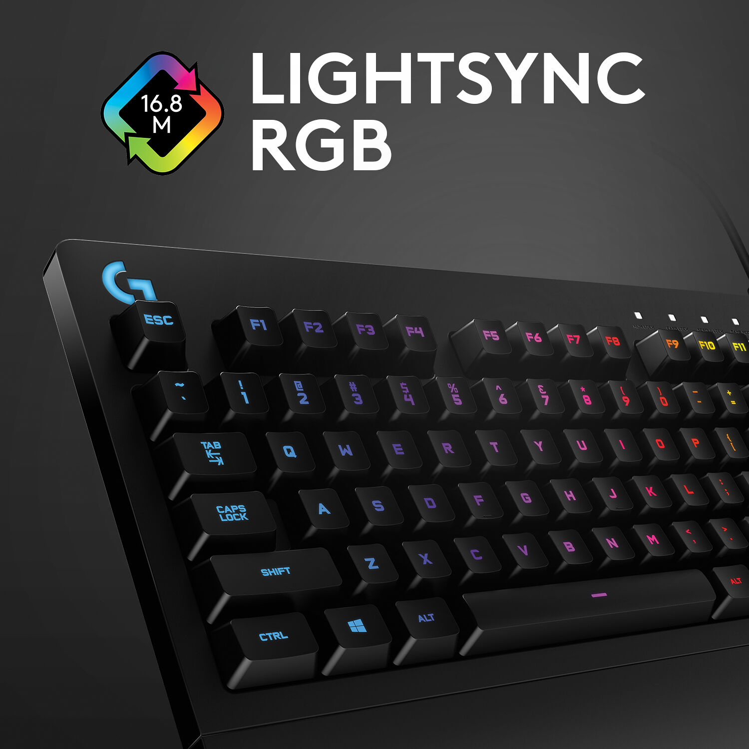 Logitech G213 Prodigy wired gaming keyboard with RGB backlighting and full-size layout — view 3
