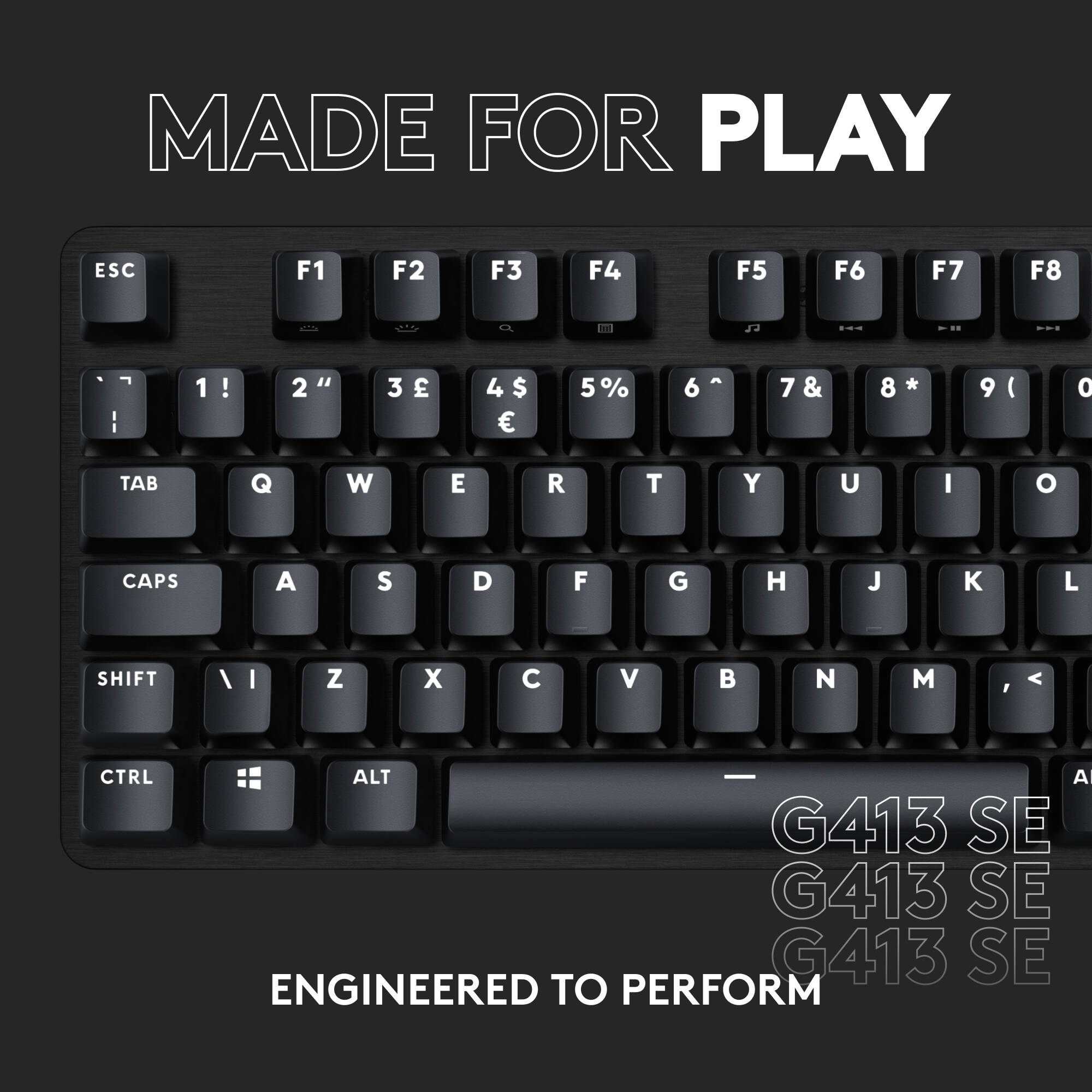 Logitech G413 SE wired full-size mechanical gaming keyboard with aluminum top case — view 12
