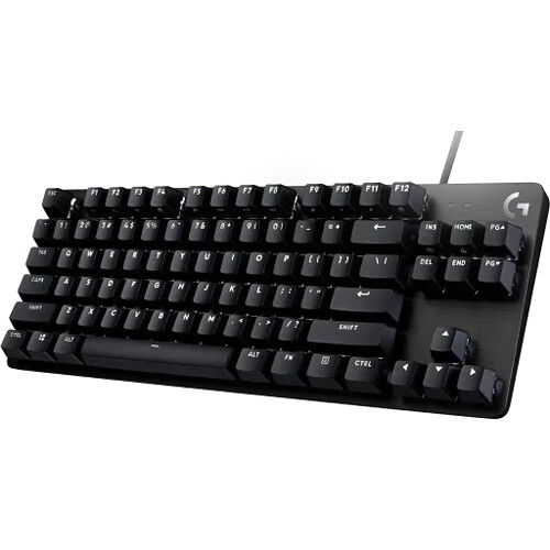 Logitech G413 SE tenkeyless wired gaming keyboard with white backlighting and aluminum top case — view 3