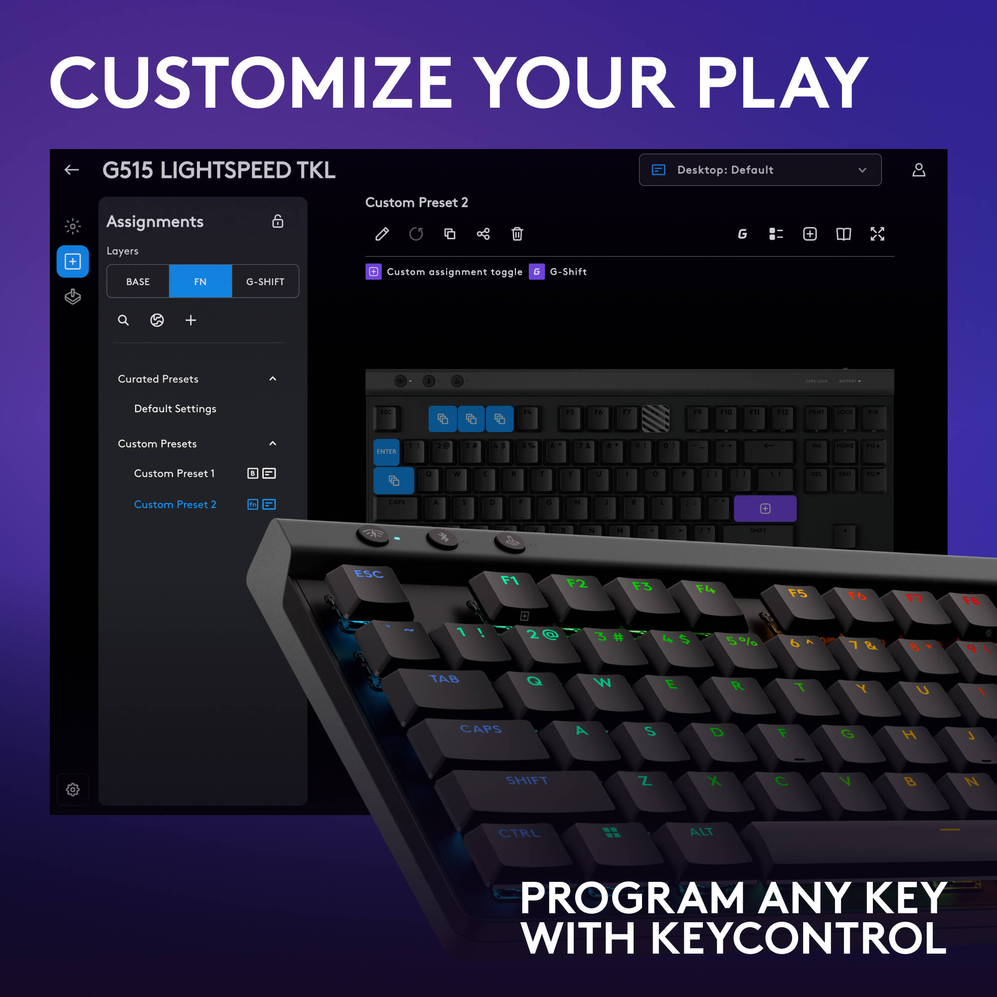 G515 LIGHTSPEED TKL Linear Wireless Gaming Keyboard, Black. — view 7