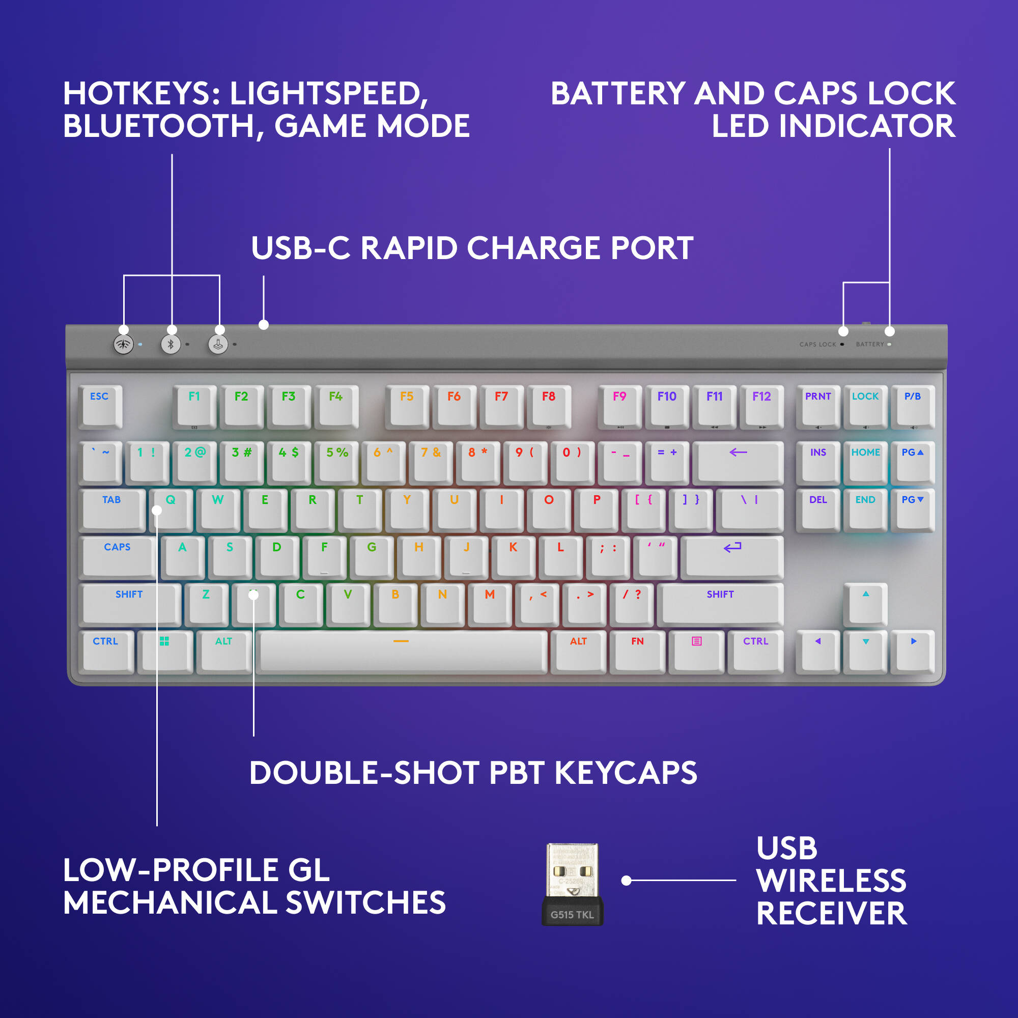 G515 LIGHTSPEED TKL Linear Wht — view 6
