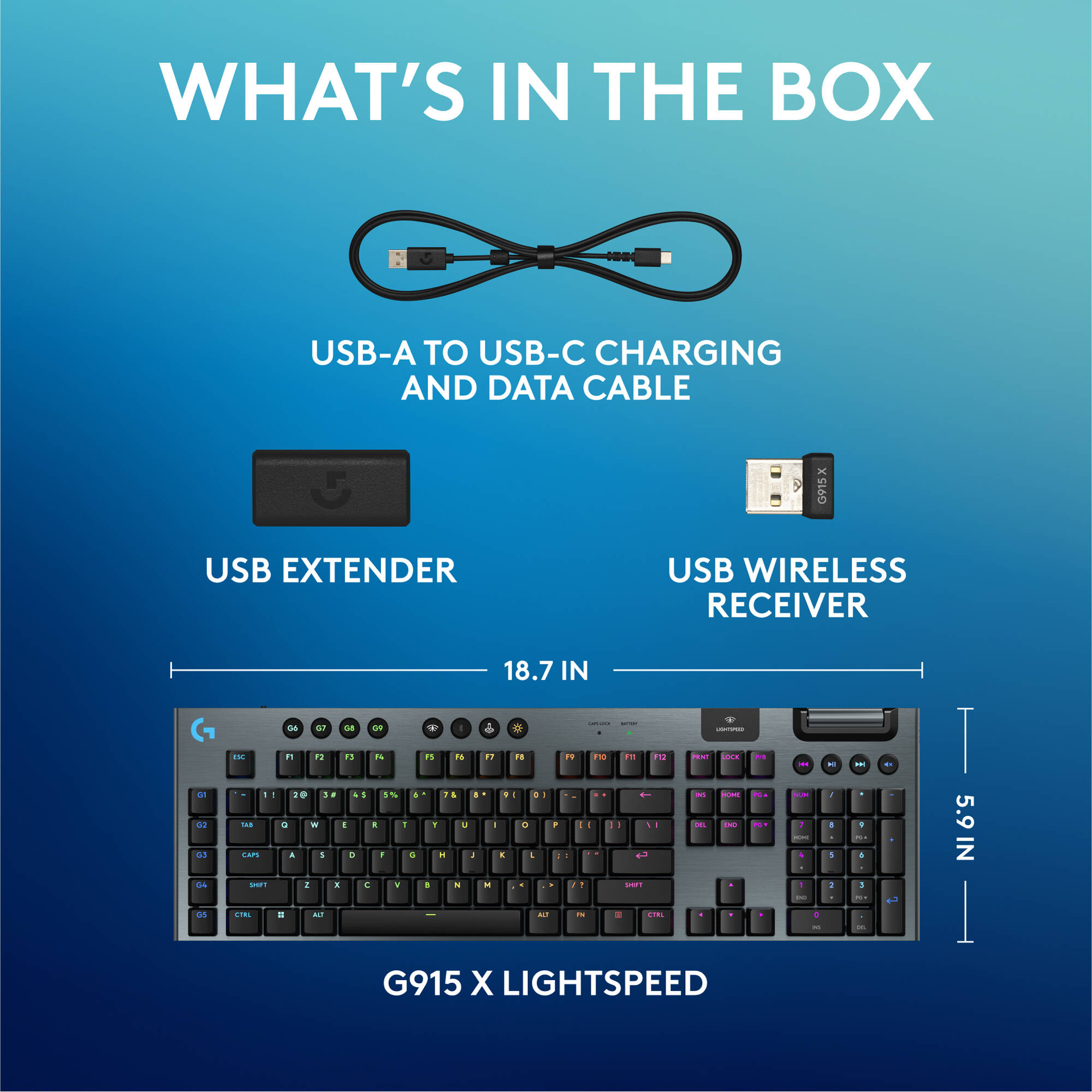 Logitech G915 X LIGHTSPEED Tactile wireless keyboard with low-profile tactile keys — view 9