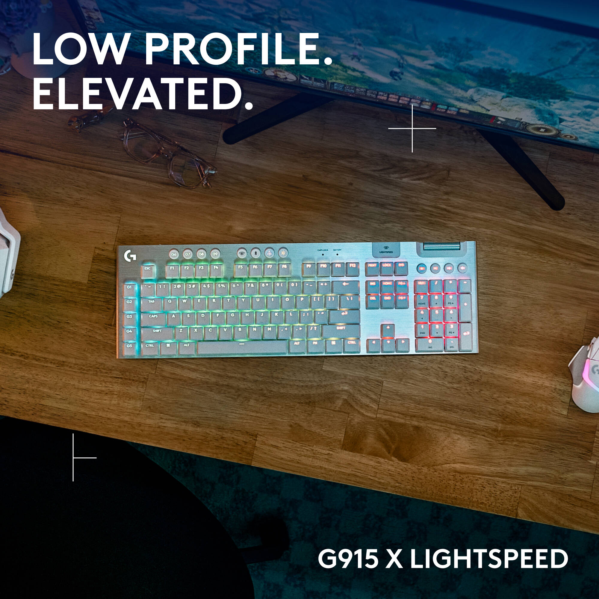 Logitech G915 X LIGHTSPEED tactile white wireless mechanical keyboard — view 2