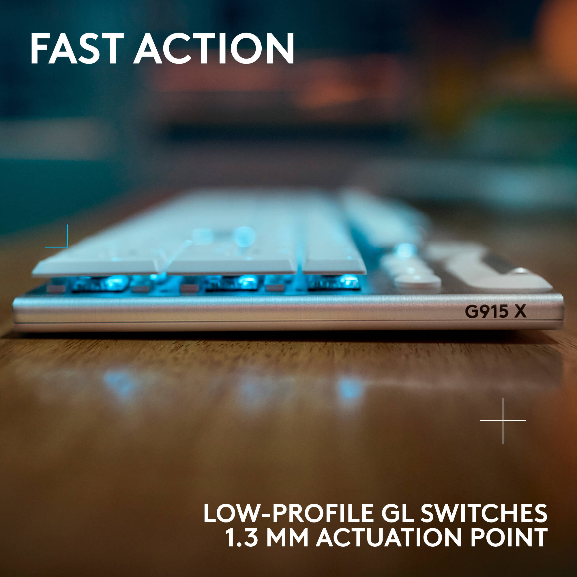 Logitech G915 X LIGHTSPEED tactile white wireless mechanical keyboard — view 3