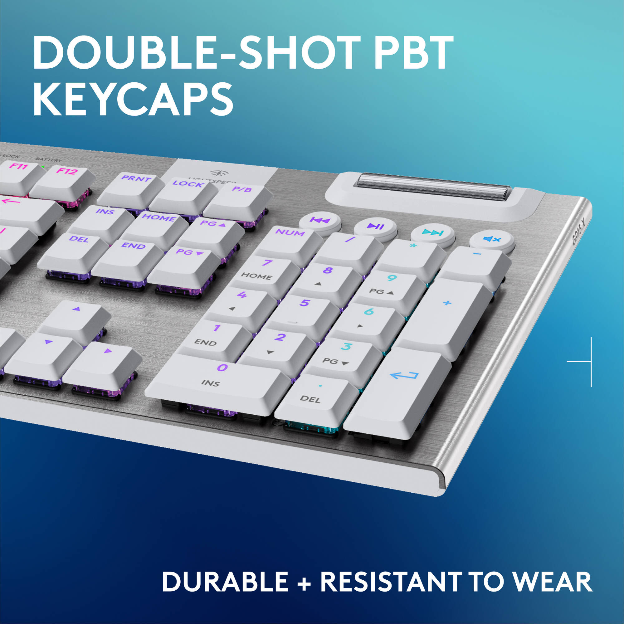 Logitech G915 X LIGHTSPEED tactile white wireless mechanical keyboard — view 7