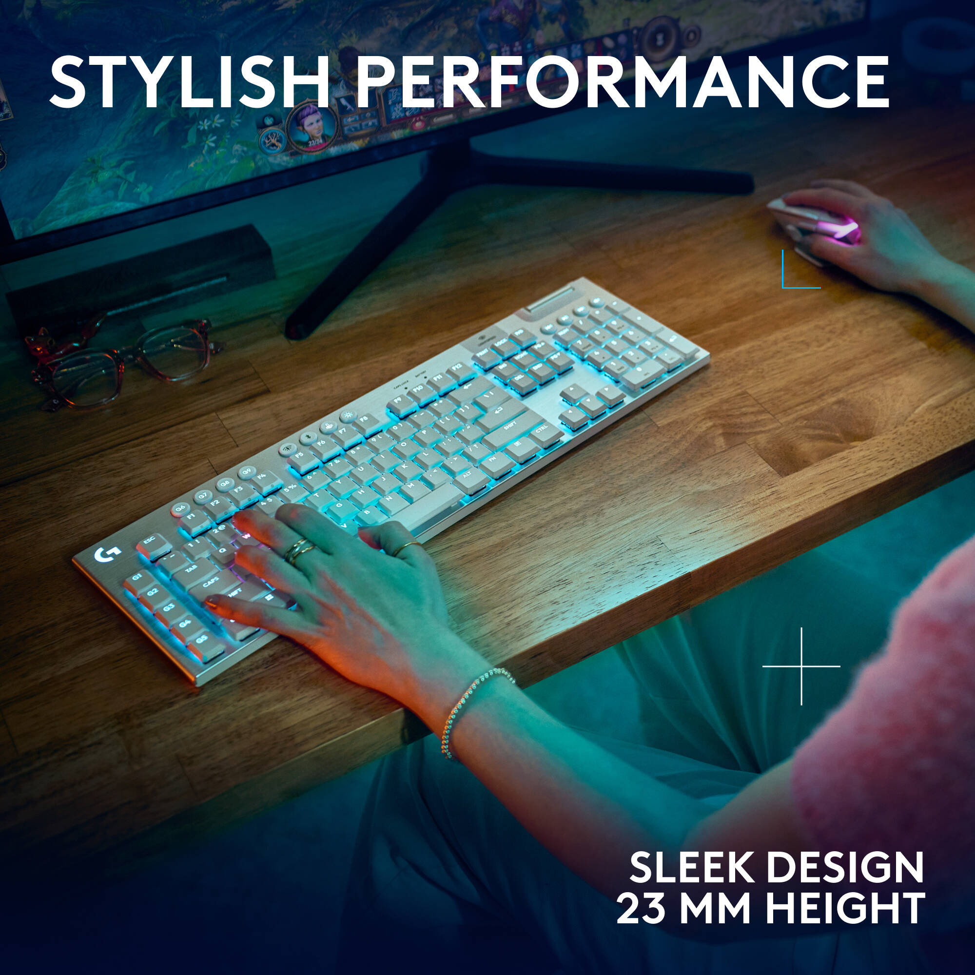 Logitech G915 X LIGHTSPEED tactile white wireless mechanical keyboard — view 8