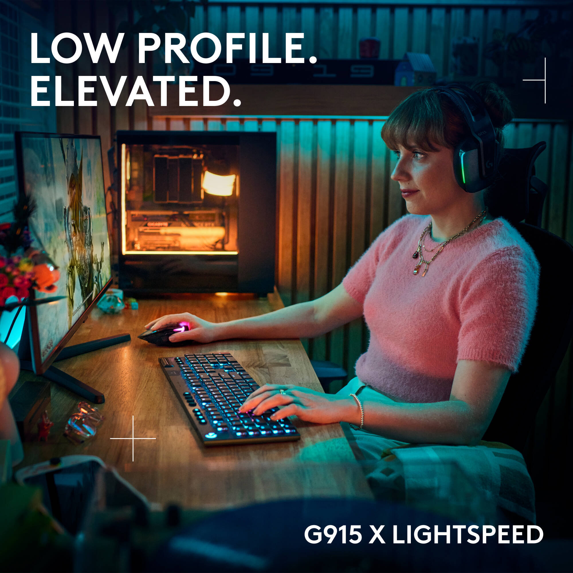 Logitech G915 X LIGHTSPEED Linear wireless low-profile gaming keyboard with full-size layout — view 2