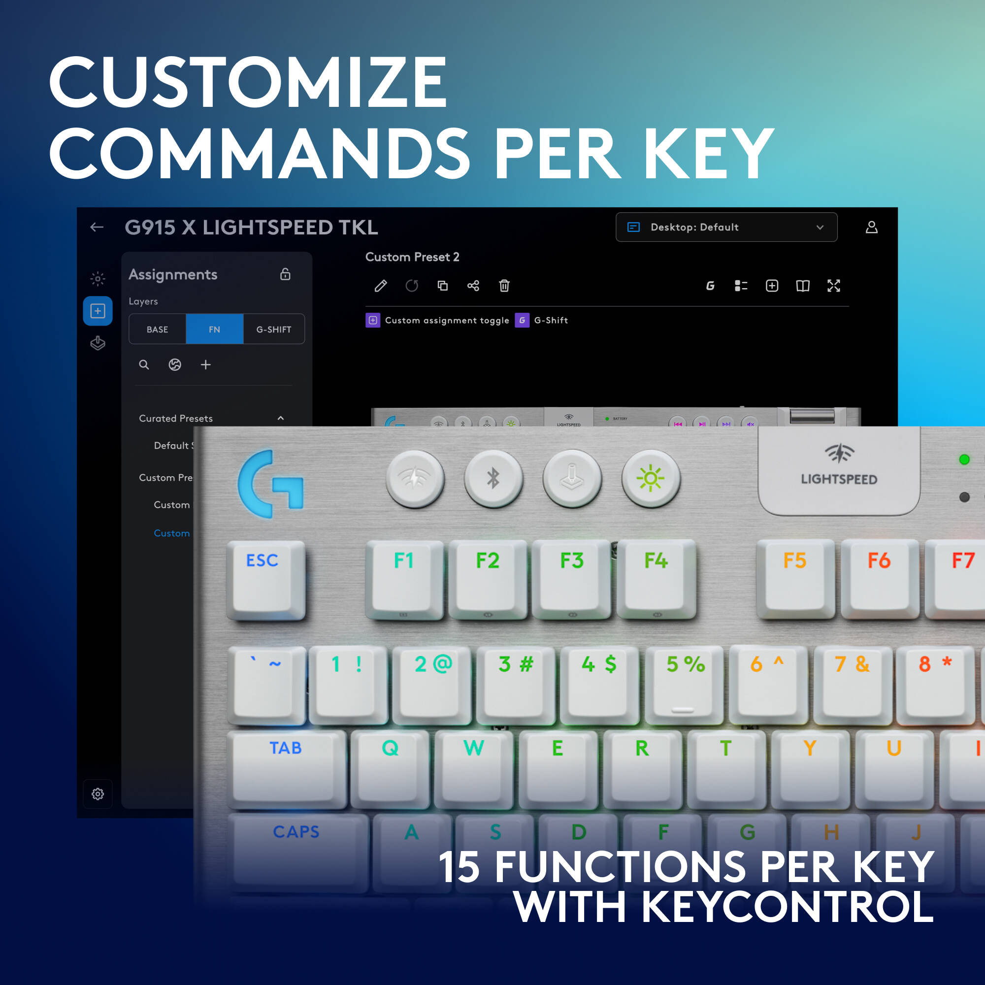 Logitech G915 X LIGHTSPEED TKL White wireless tenkeyless keyboard with tactile switches — view 4