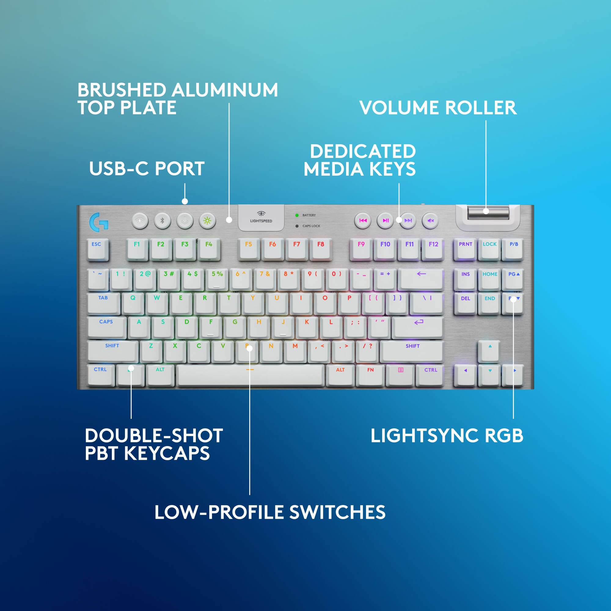 Logitech G915 X LIGHTSPEED TKL White wireless tenkeyless keyboard with tactile switches — view 6