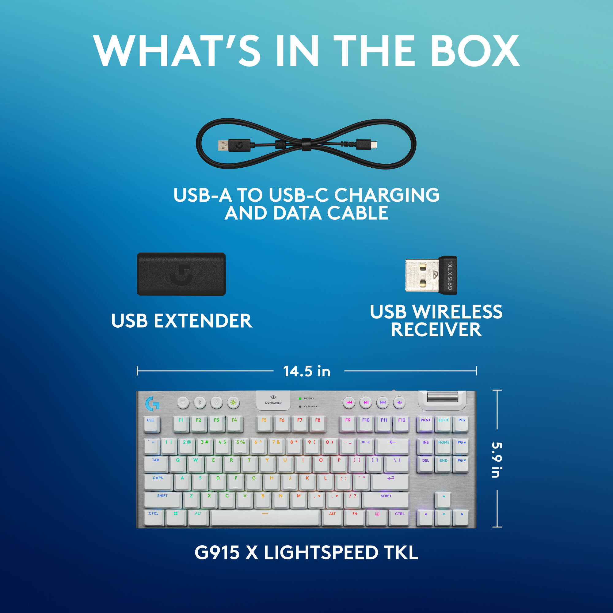 Logitech G915 X LIGHTSPEED TKL White wireless tenkeyless keyboard with tactile switches — view 9