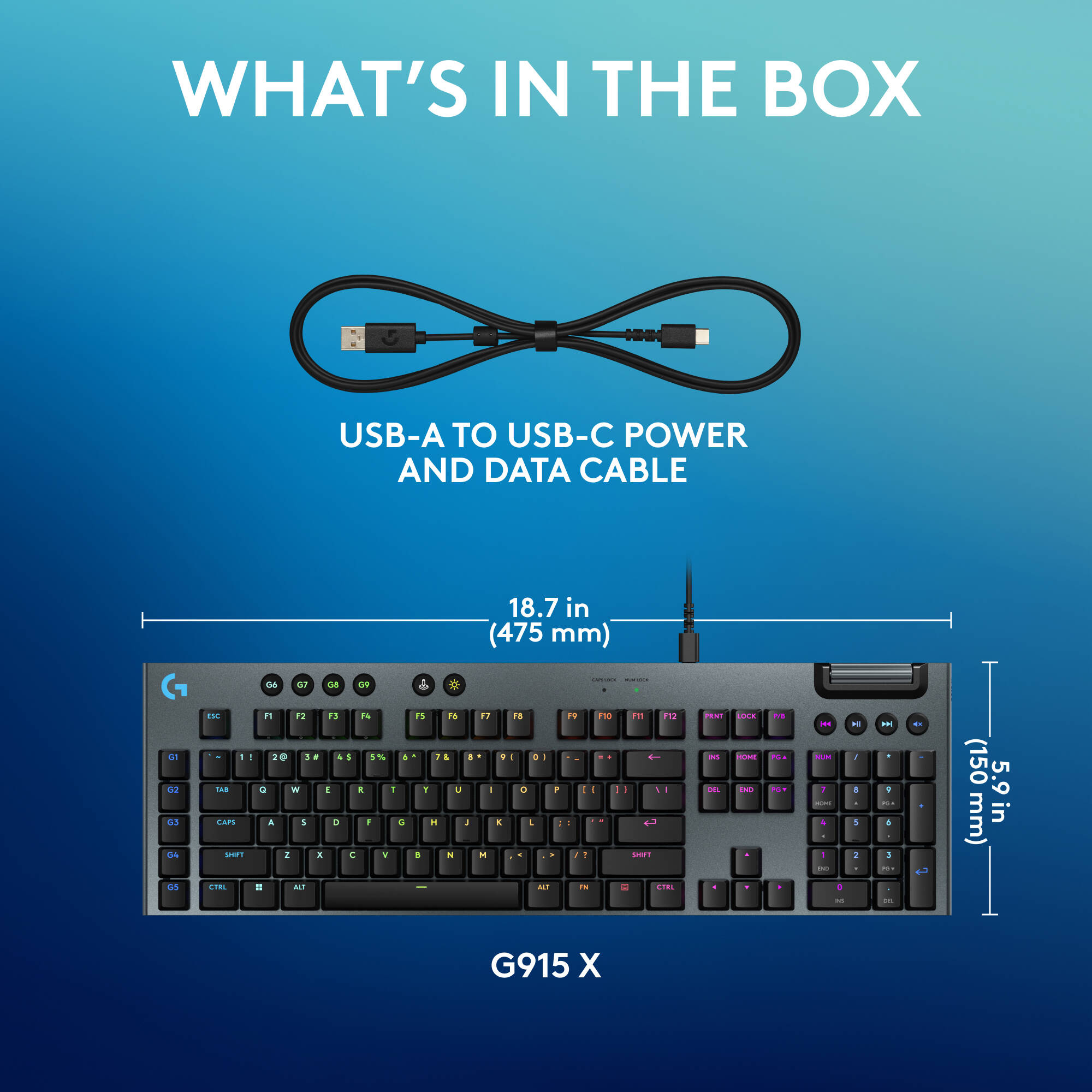 Logitech G915 X Tactile wireless low-profile mechanical keyboard for Mac — view 8