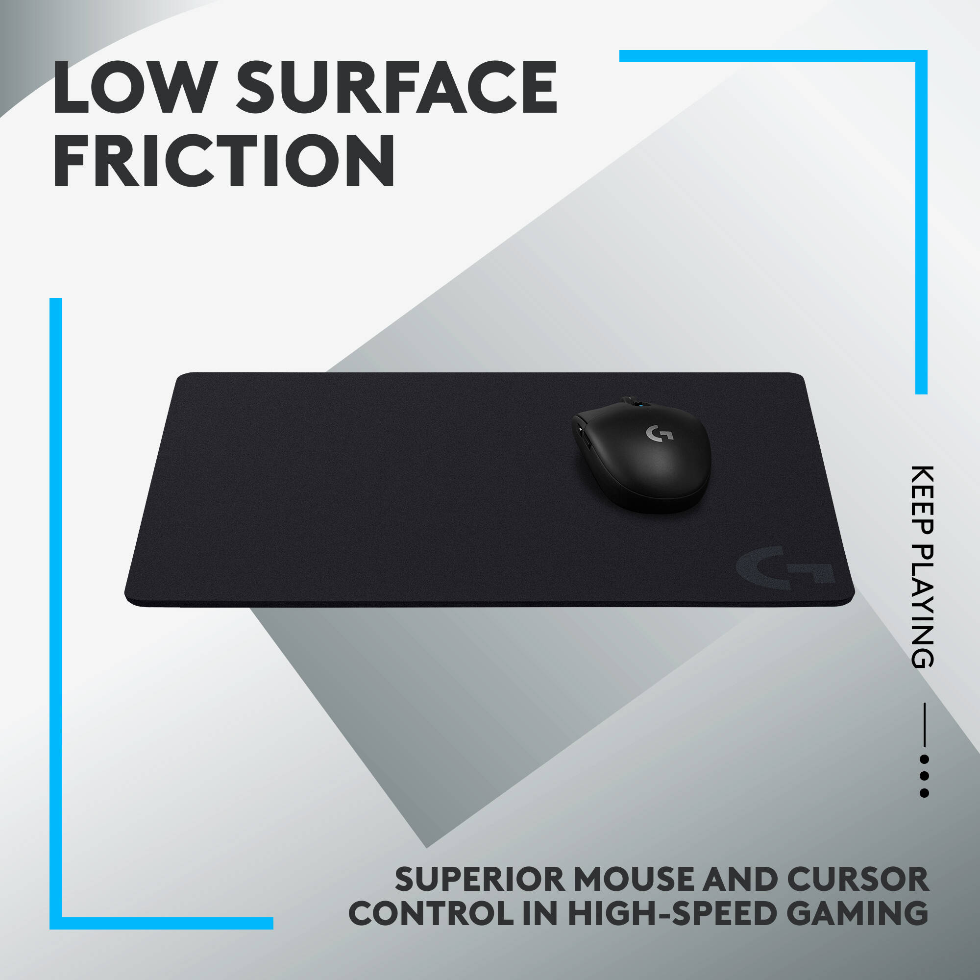Logitech G440 hard gaming mouse pad 11.02 by 13.39 inches black hard surface rubber base — view 2