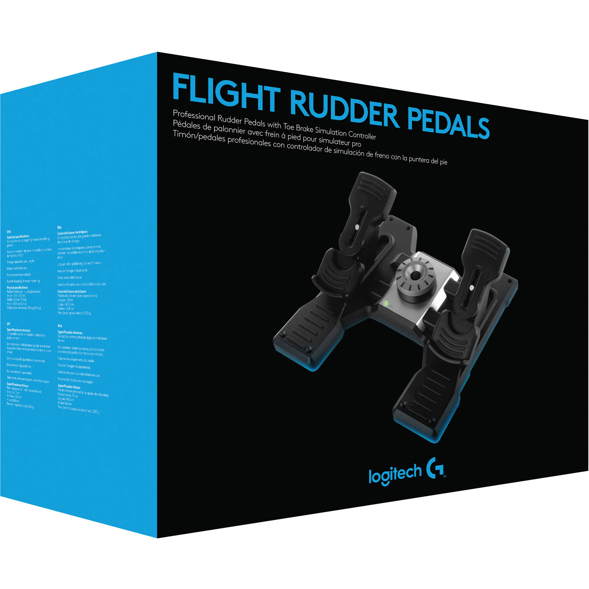 Logitech PC Pro Flight Rudder Pedals for PC flight simulation with toe brakes — view 4