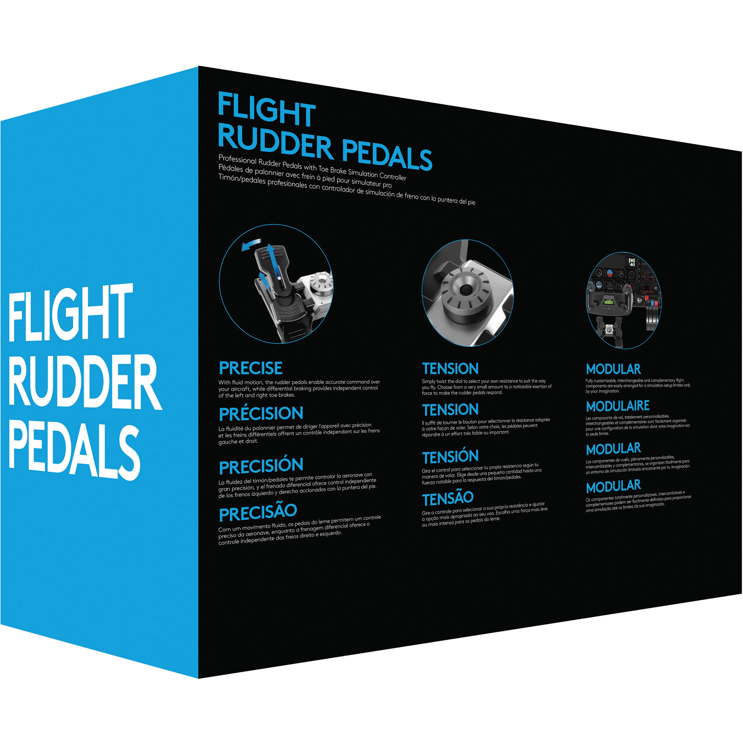 Logitech PC Pro Flight Rudder Pedals for PC flight simulation with toe brakes — view 5