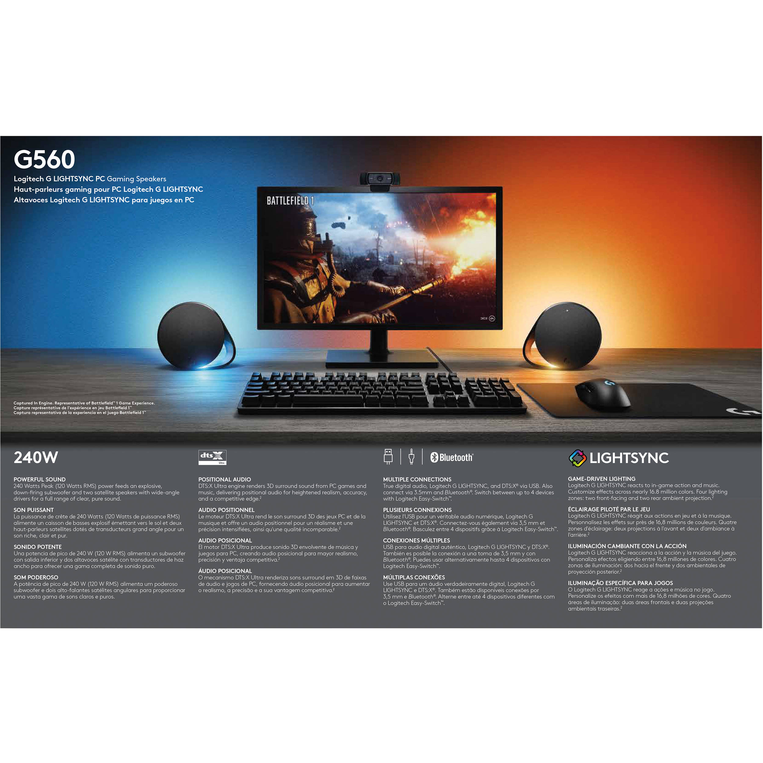 Logitech G560 PC Gaming Speakers with RGB lighting and desktop audio — view 30