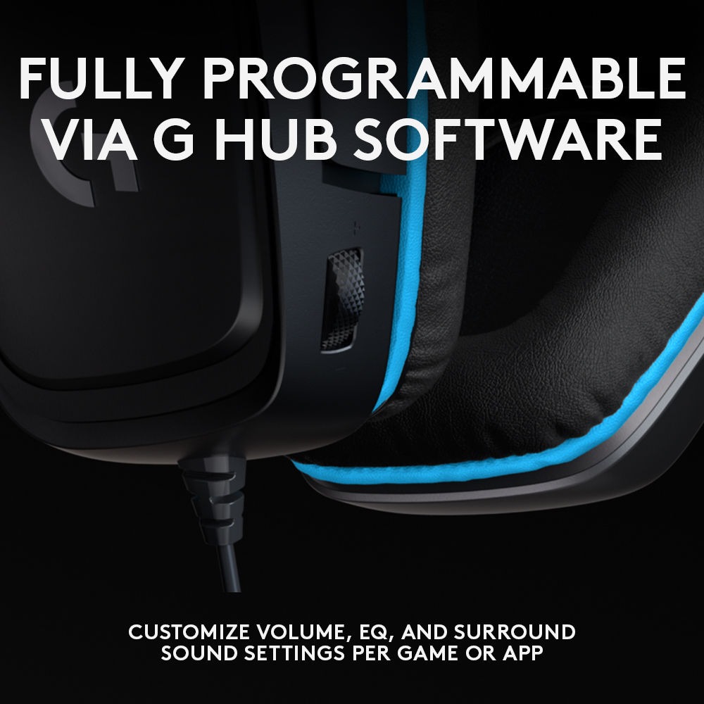 Logitech G432 wired gaming headset in black with over-the-head circumaural ear cups and boom microphone — view 13