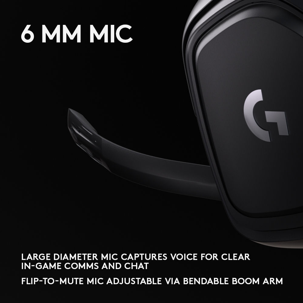 Logitech G432 wired gaming headset in black with over-the-head circumaural ear cups and boom microphone — view 14