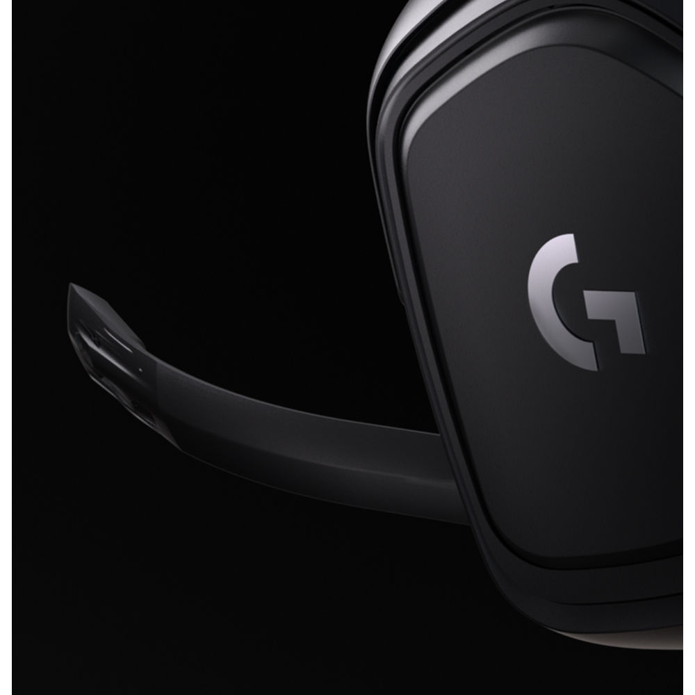 Logitech G432 wired gaming headset in black with over-the-head circumaural ear cups and boom microphone — view 8