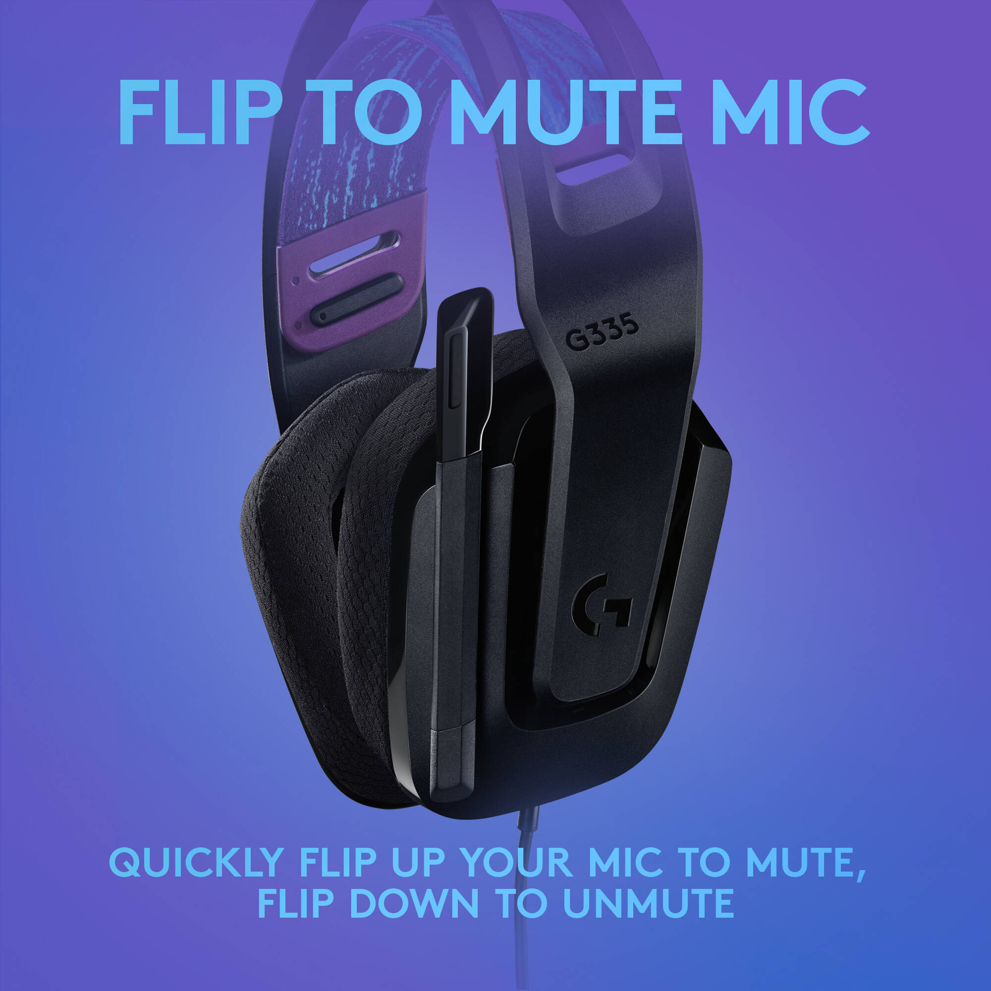 Logitech G335 wired gaming headset in black with boom microphone and lightweight over-ear design — view 5
