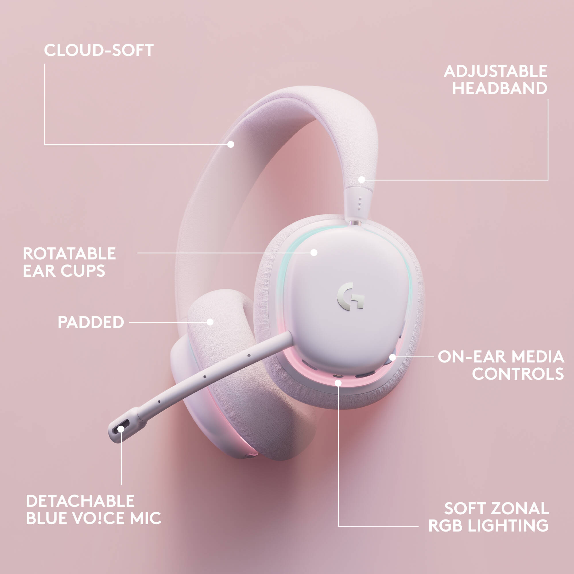 Logitech G735 wireless gaming headset with over-ear design and detachable microphone — view 3
