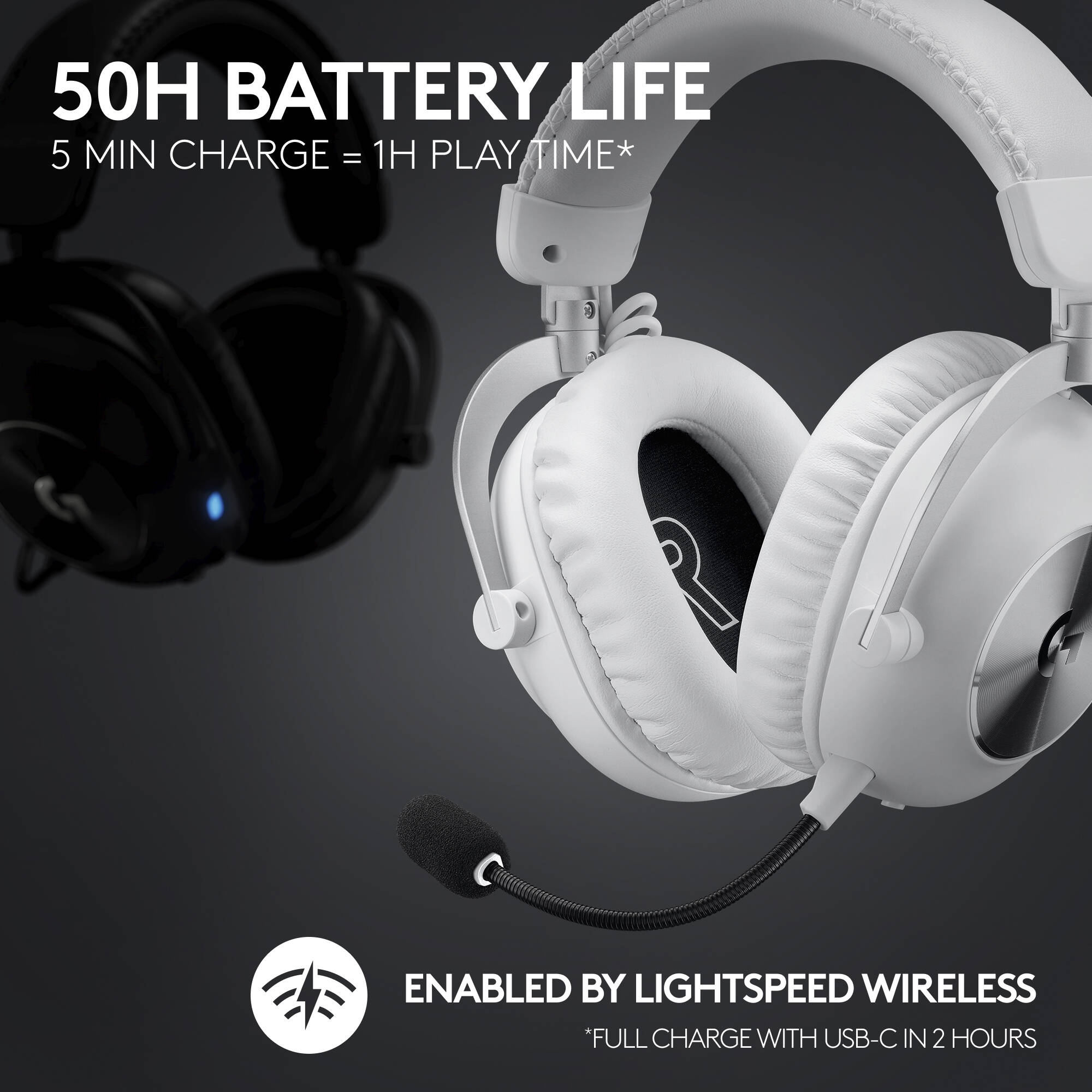 Logitech Pro X2 Wireless Gaming Headset with over-ear design for premium wireless play — view 3