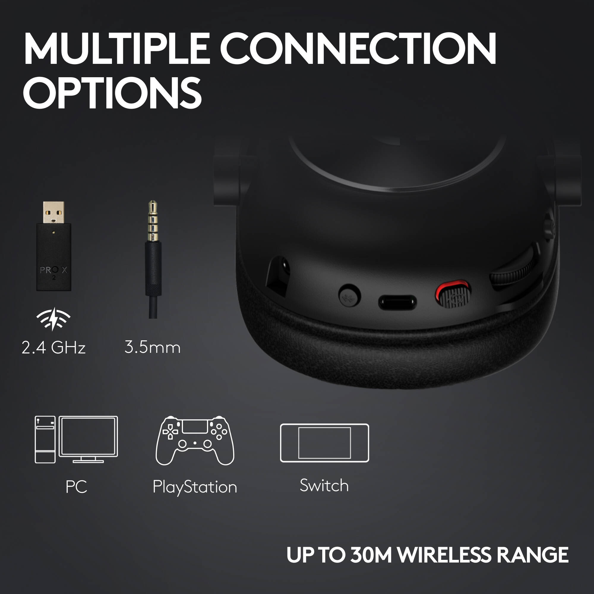 Logitech Pro X2 Wireless Gaming Headset with over-ear design for premium wireless play — view 5