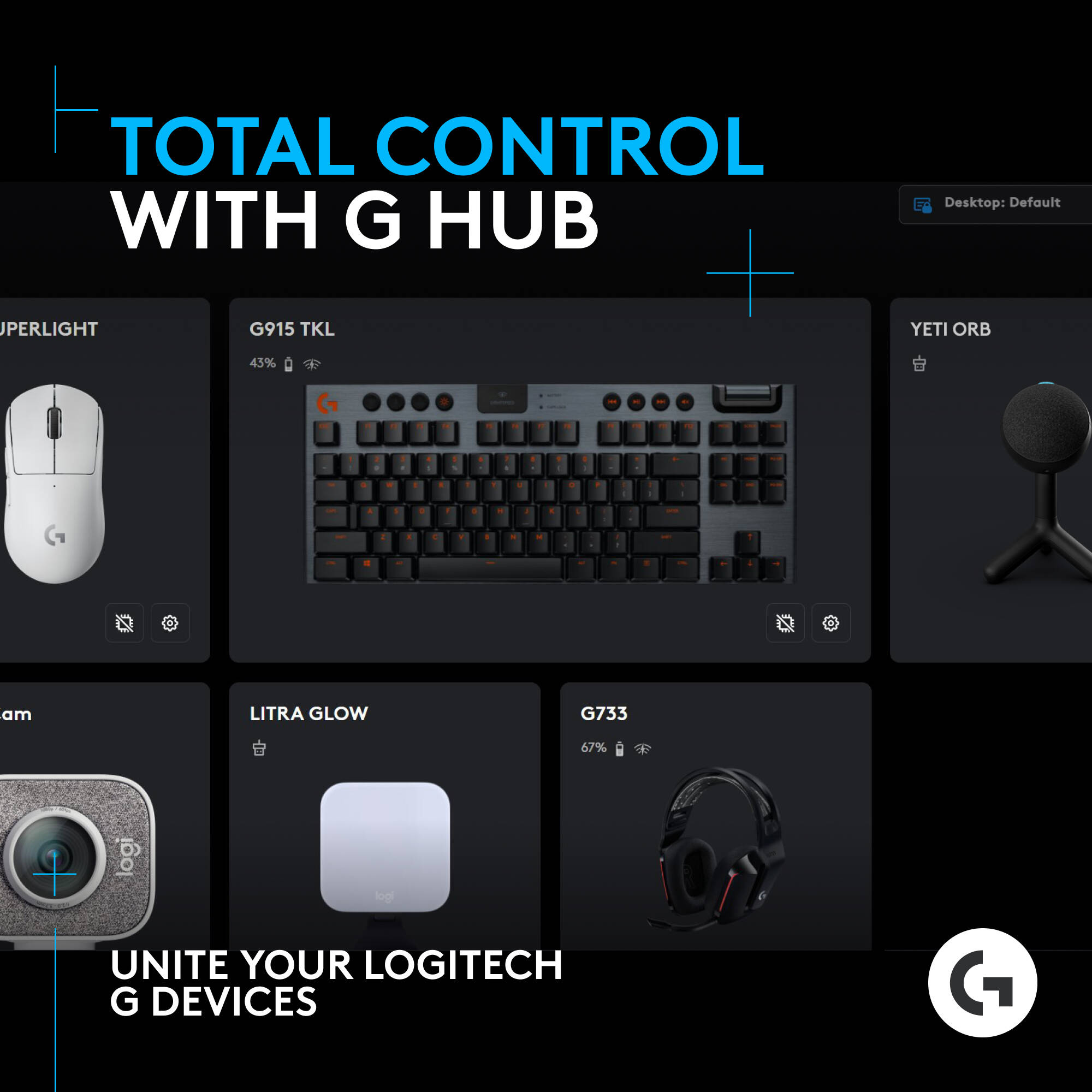 Blue Yeti Orb black RGB gaming microphone with LIGHTSYNC on a desktop setup — view 12