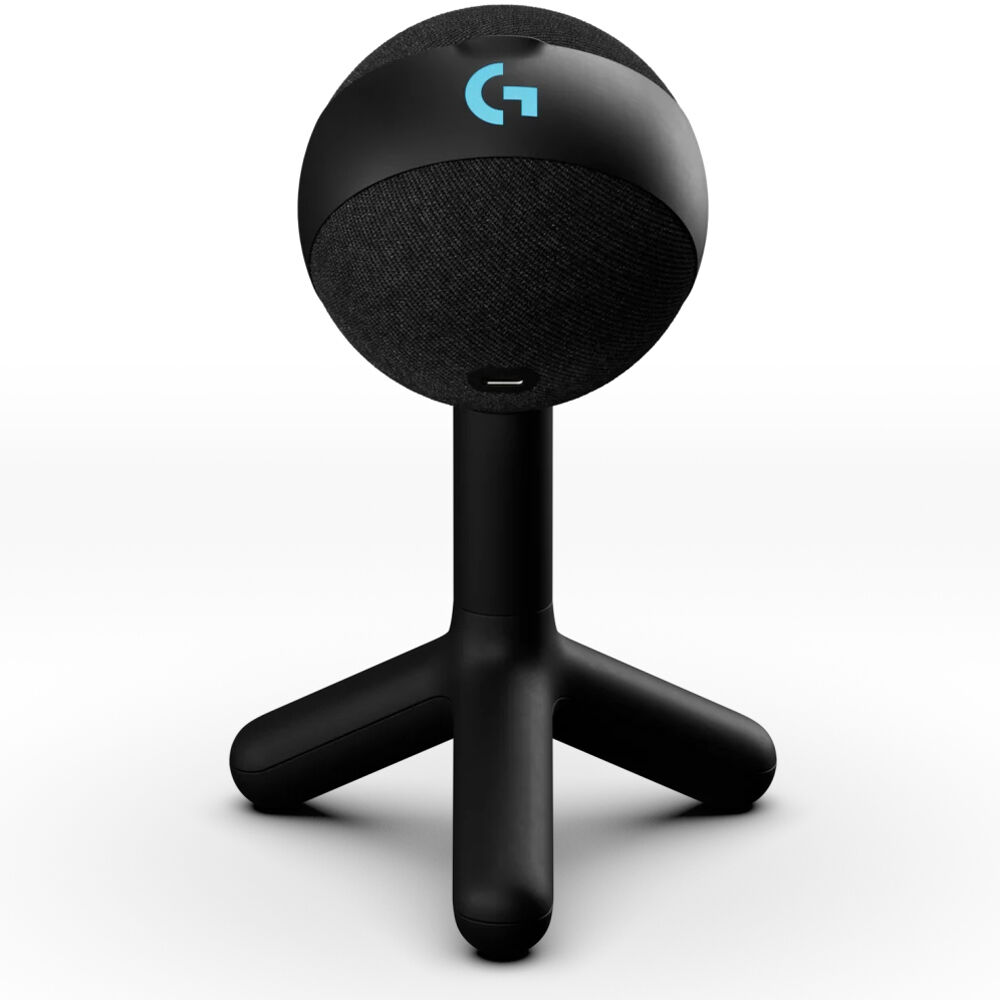Blue Yeti Orb black RGB gaming microphone with LIGHTSYNC on a desktop setup — view 2