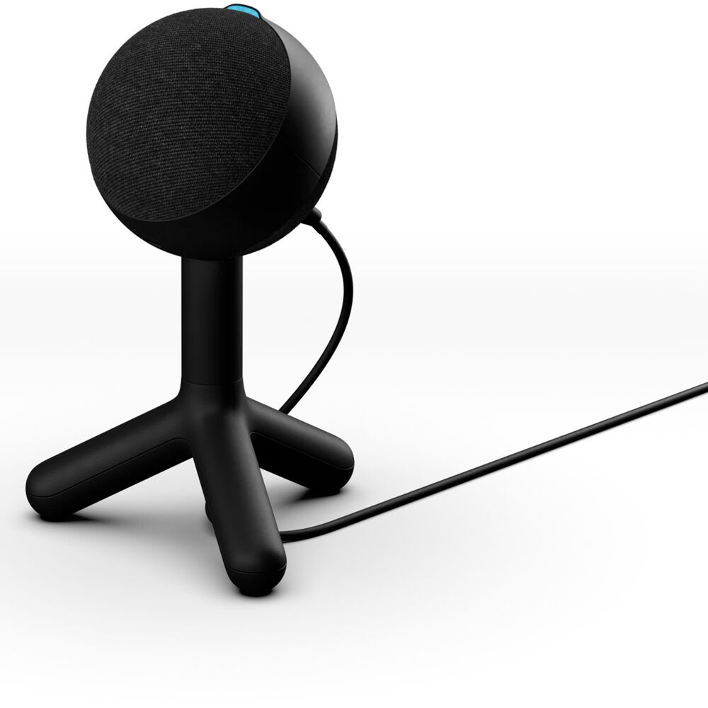 Blue Yeti Orb black RGB gaming microphone with LIGHTSYNC on a desktop setup — view 3