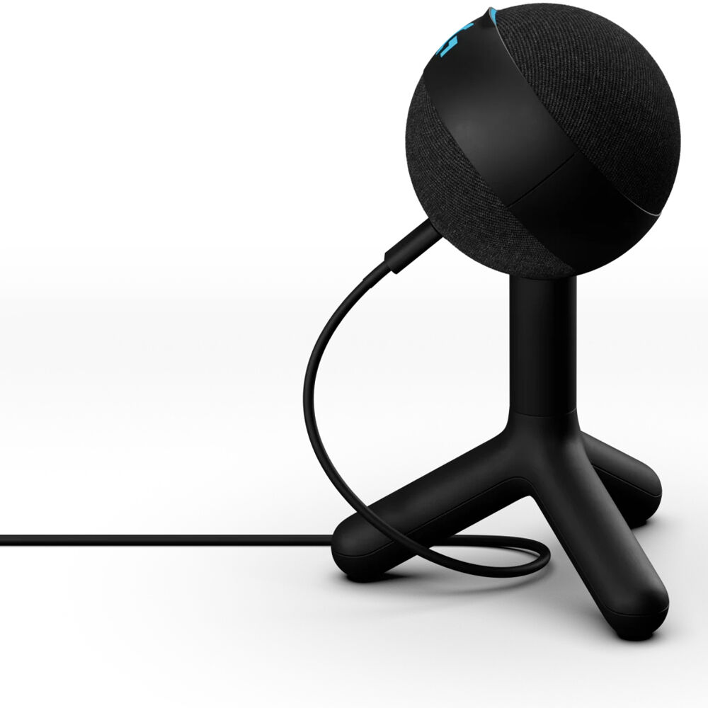 Blue Yeti Orb black RGB gaming microphone with LIGHTSYNC on a desktop setup — view 4