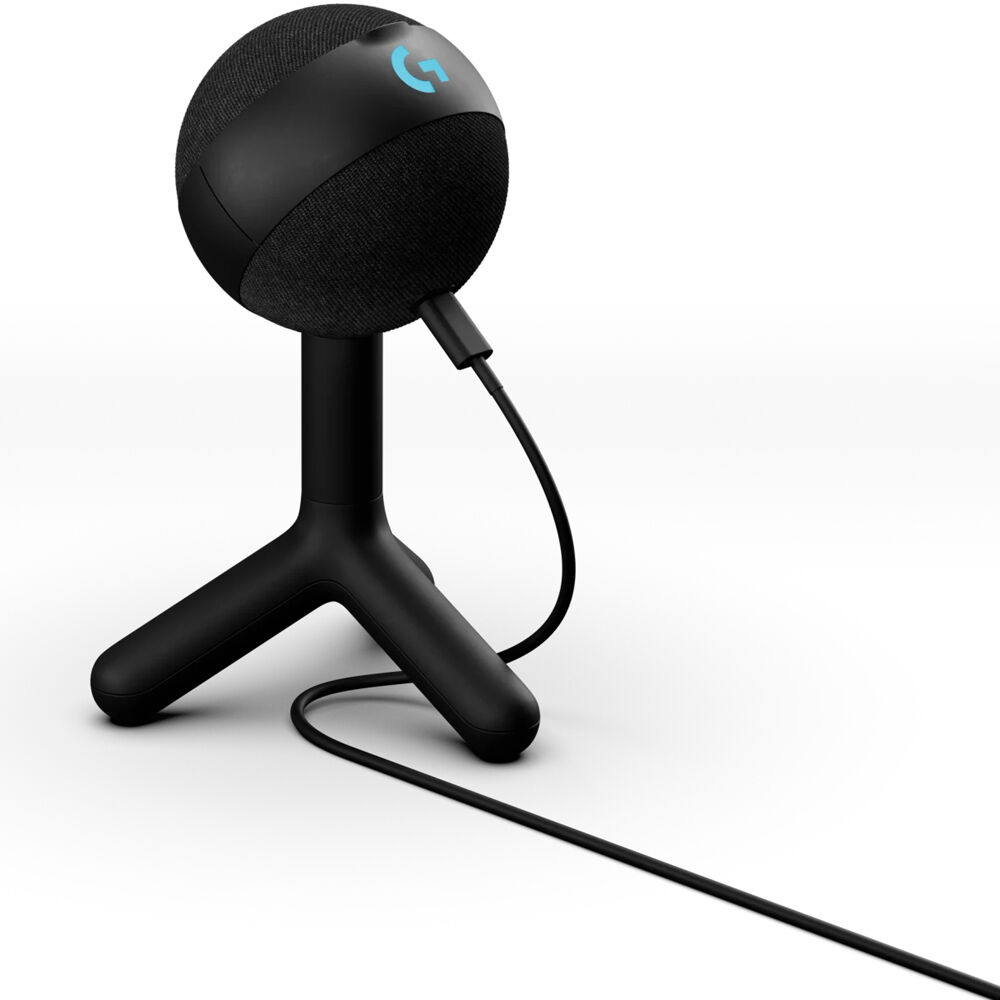 Blue Yeti Orb black RGB gaming microphone with LIGHTSYNC on a desktop setup — view 5
