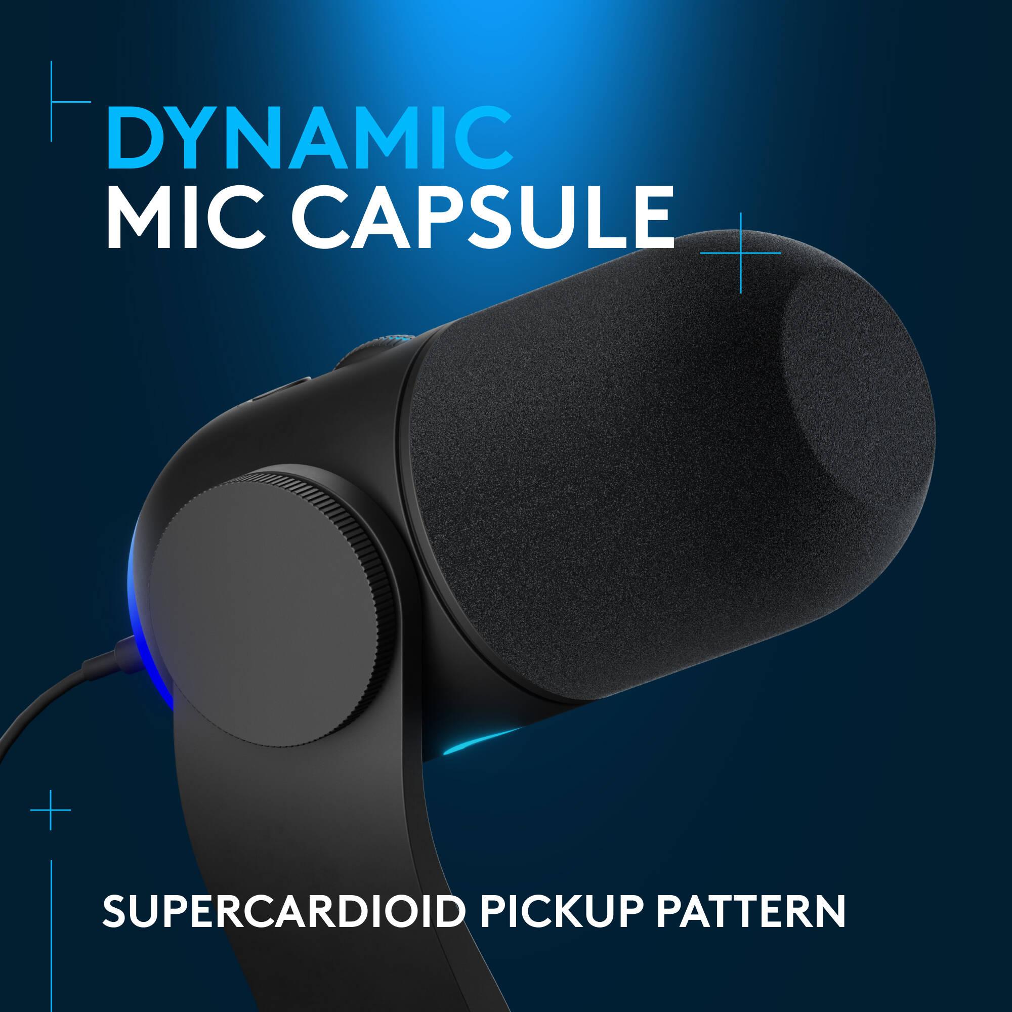 Blue Yeti GX black RGB gaming microphone with LIGHTSYNC on a creator desk — view 2