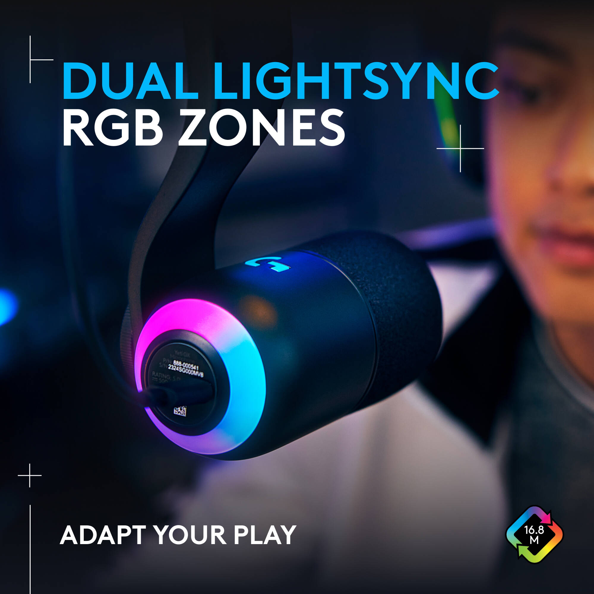 Blue Yeti GX black RGB gaming microphone with LIGHTSYNC on a creator desk — view 3