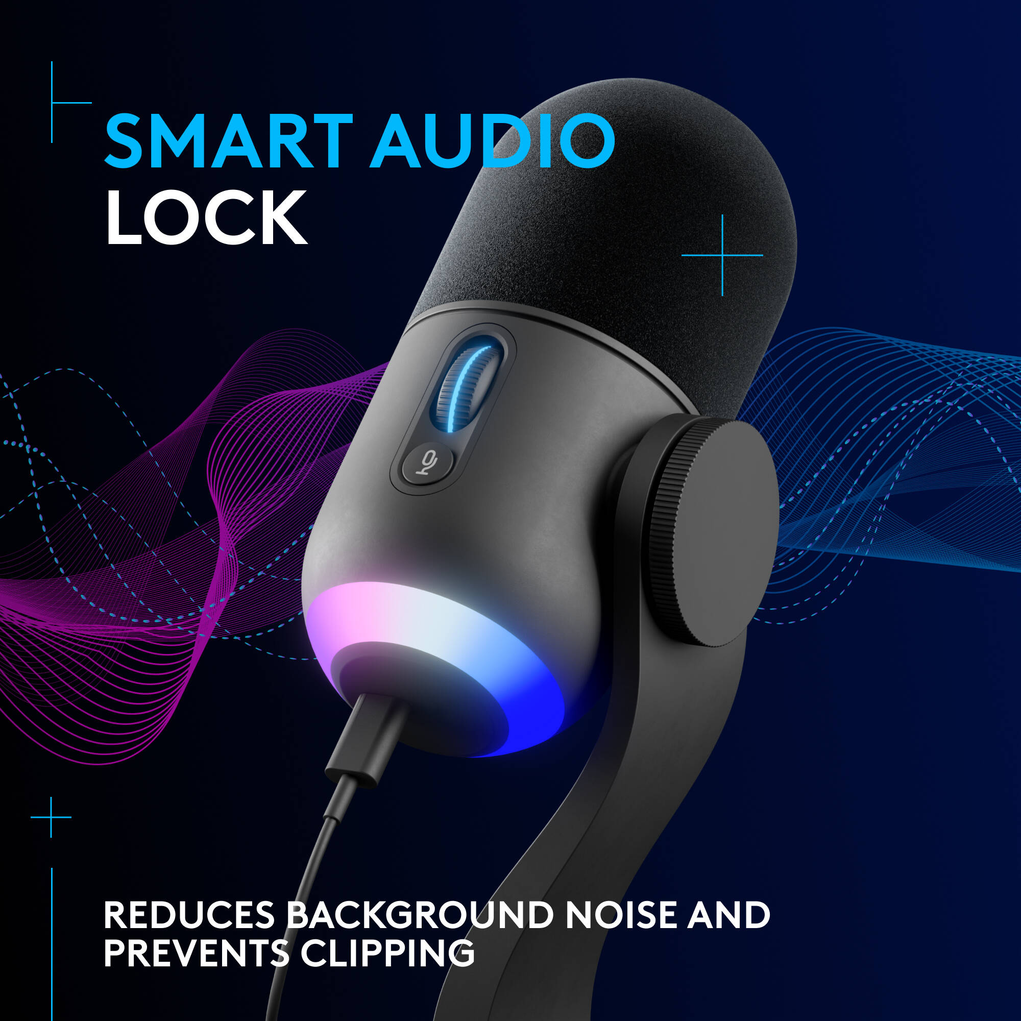 Blue Yeti GX black RGB gaming microphone with LIGHTSYNC on a creator desk — view 5