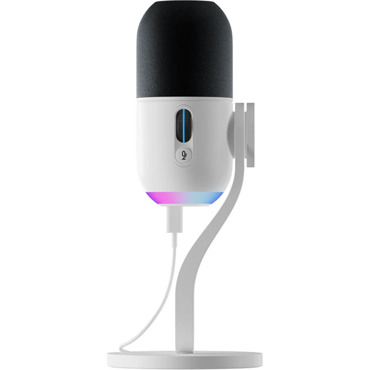 Logitech Yeti GX RGB gaming microphone with LIGHTSYNC lighting on a desktop setup — view 4