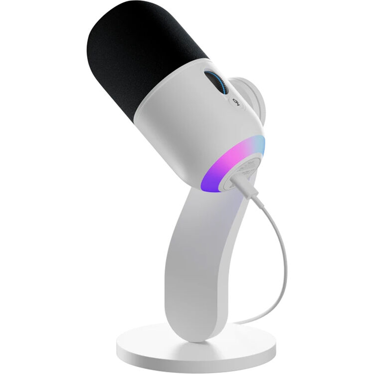 Logitech Yeti GX RGB gaming microphone with LIGHTSYNC lighting on a desktop setup — view 5