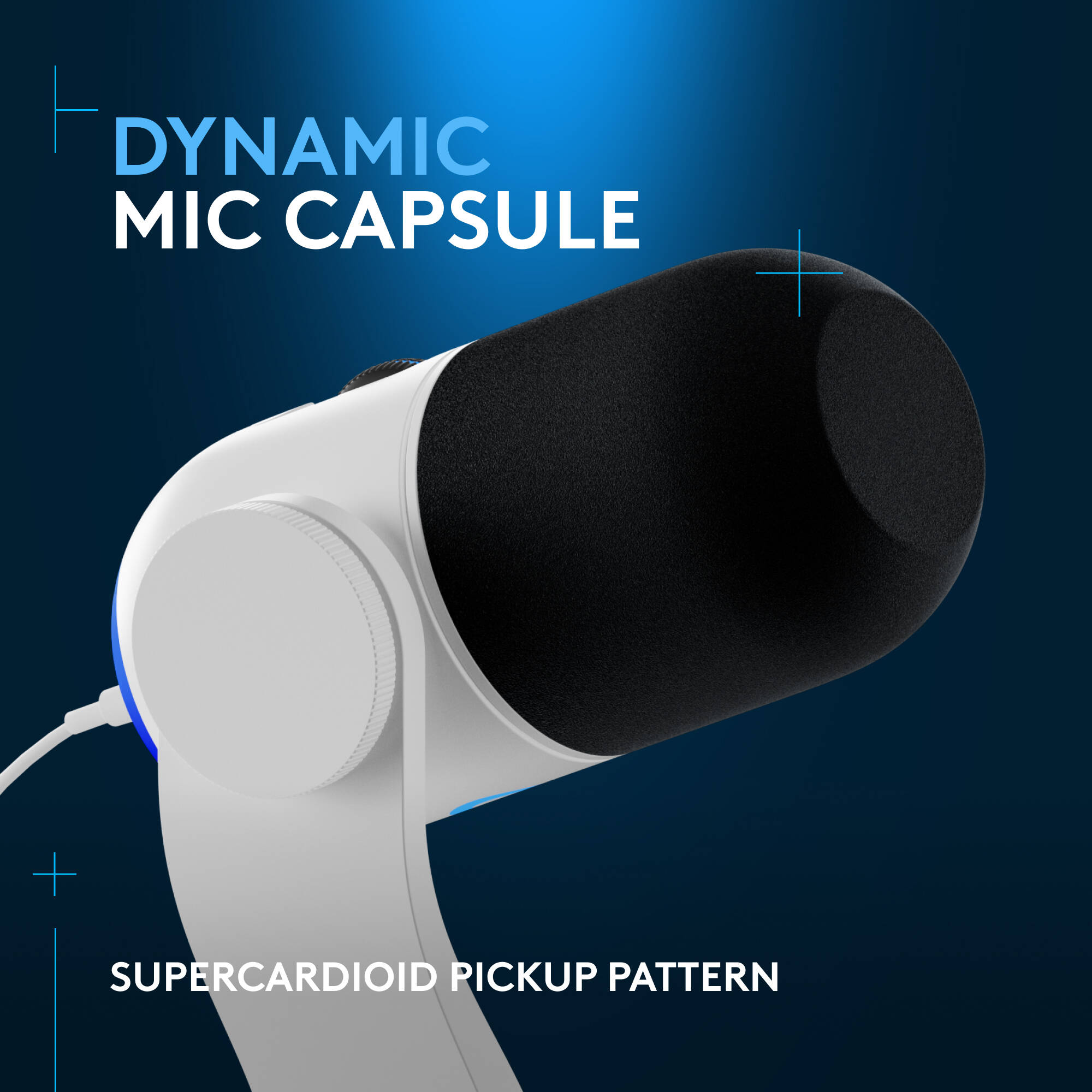 Logitech Yeti GX RGB gaming microphone with LIGHTSYNC lighting on a desktop setup — view 7