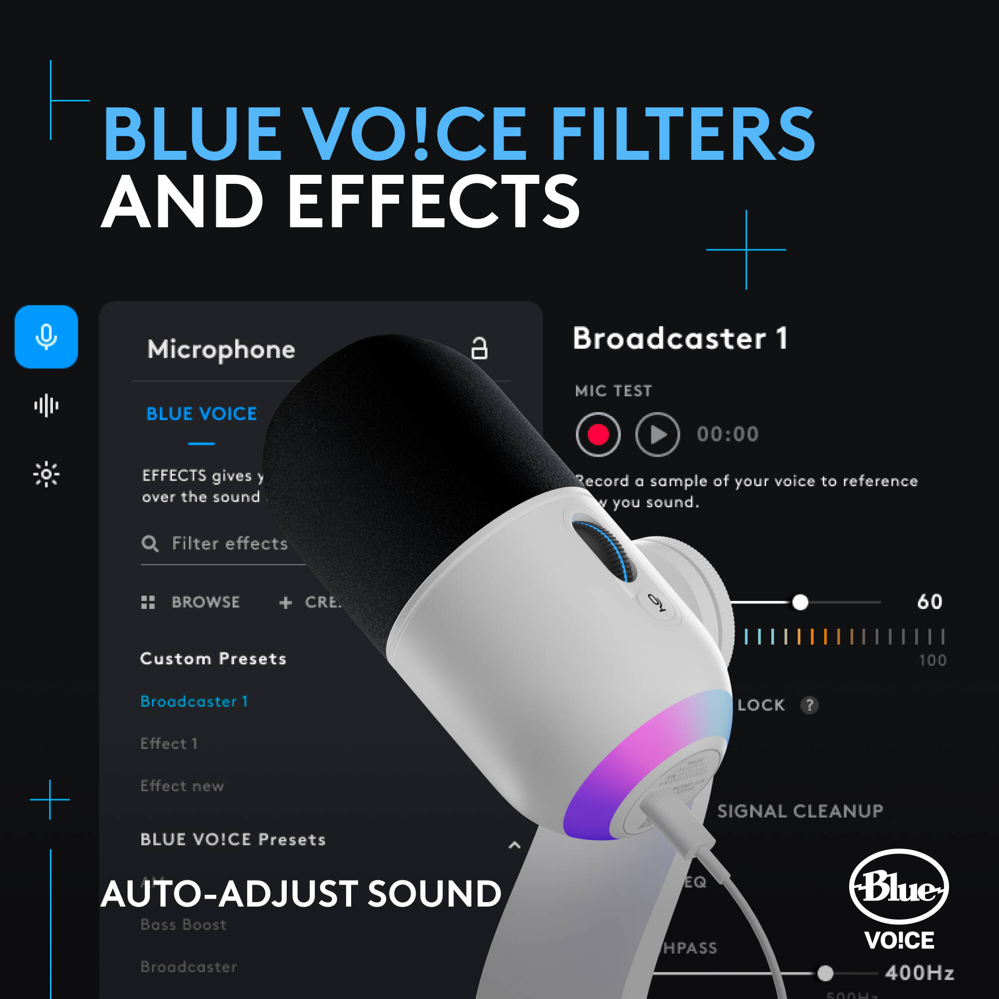 Logitech Yeti GX RGB gaming microphone with LIGHTSYNC lighting on a desktop setup — view 9