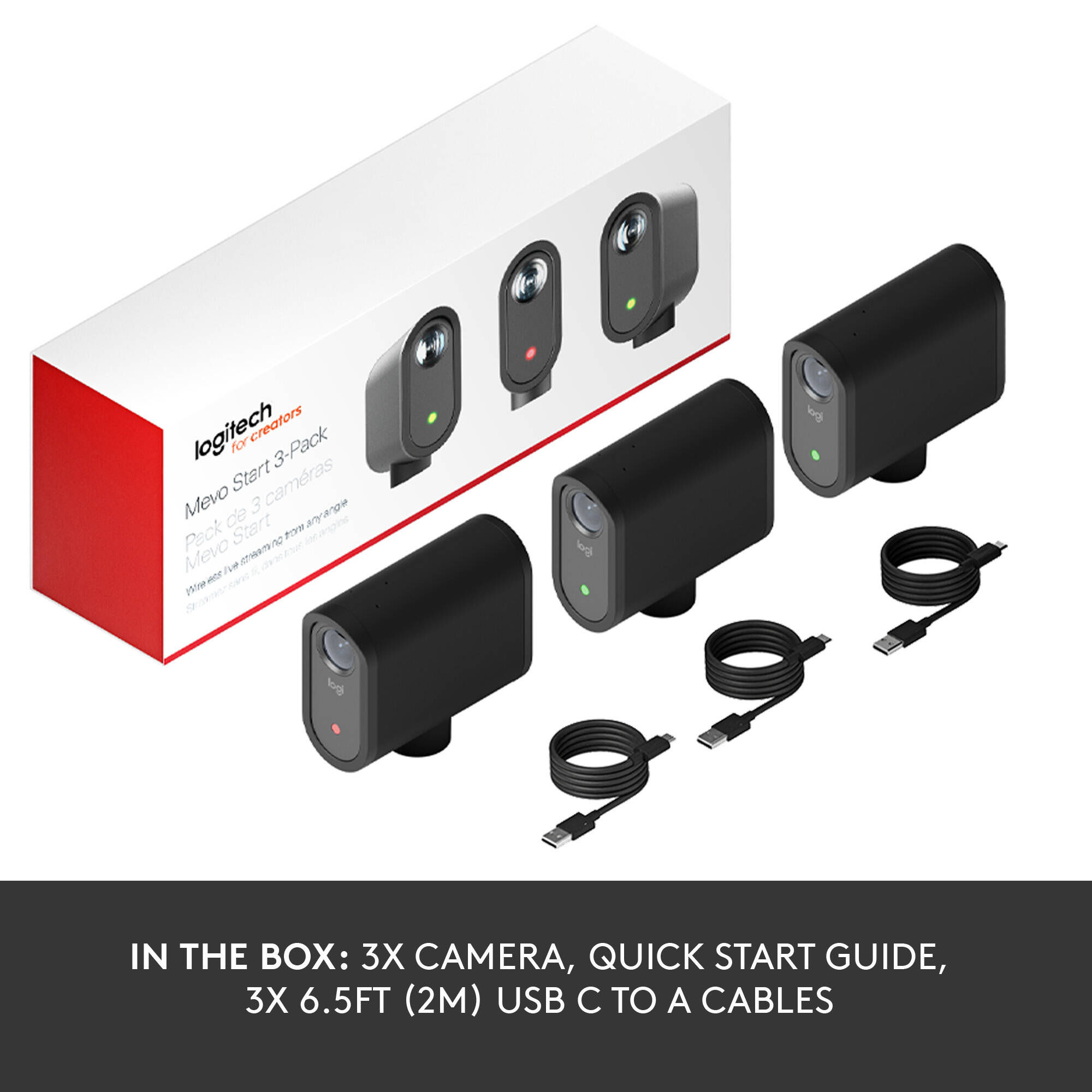 Mevo Start 3 Pack of black USB-C webcams for multi-angle 1080p streaming — view 11